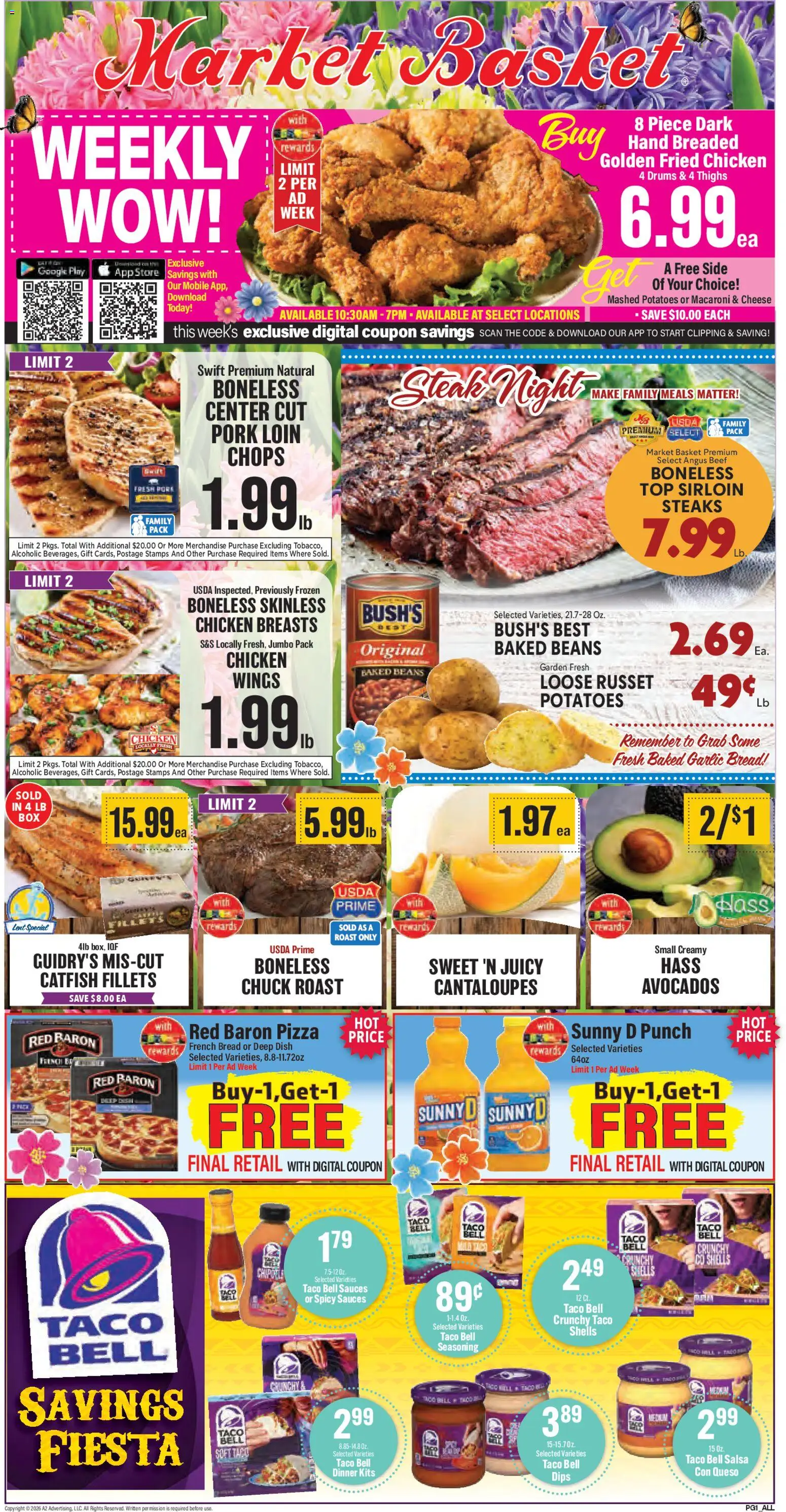 Market Basket Weekly Ad - valid from 18.03.2026 | Page: 1 | Products: Cantaloupes, Basket, Cheese, Beef