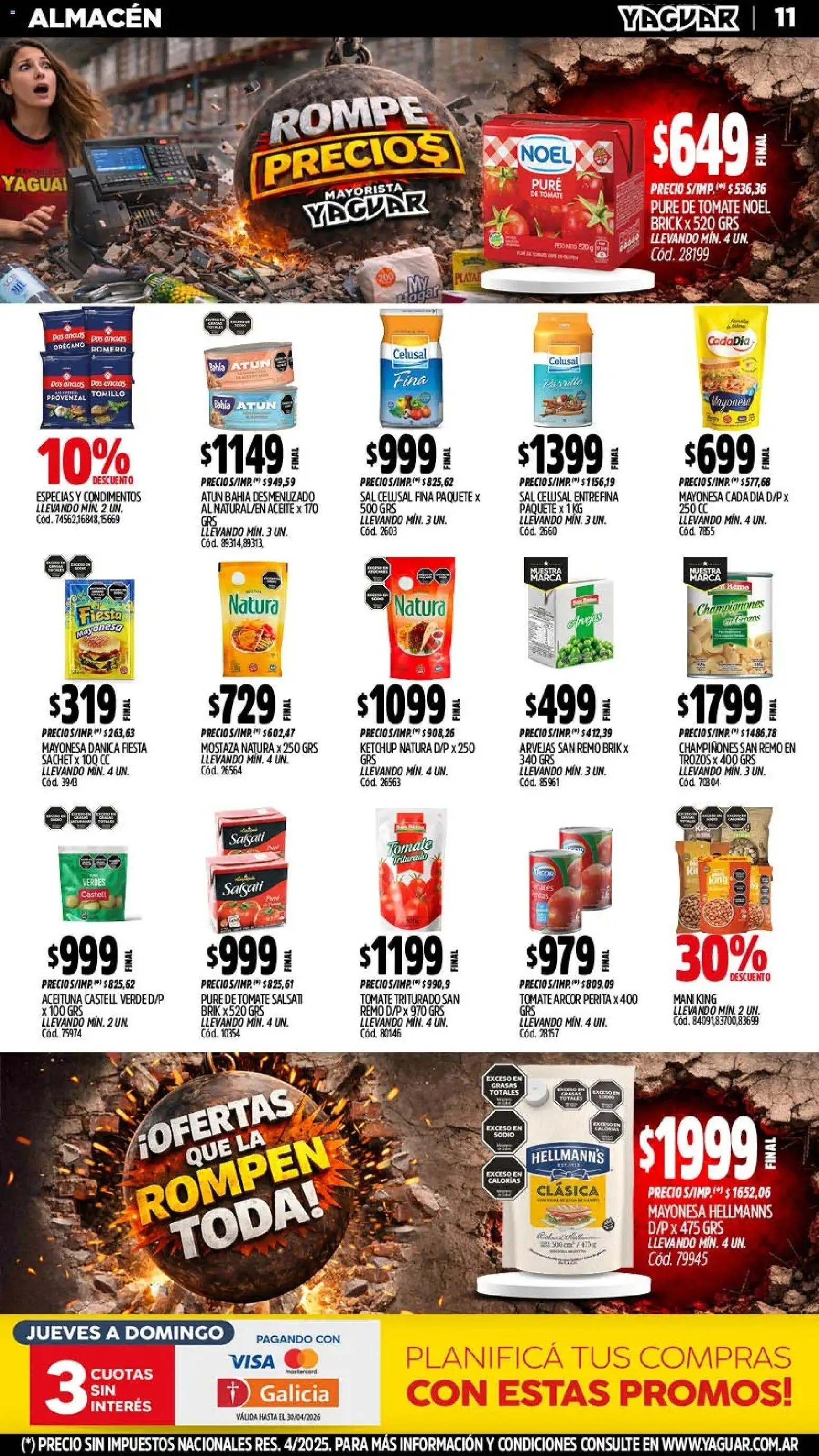 Yaguar - Oferta Semanal General Roca │ válido desde el 20.04.2026 | Página: 12 | Productos: Mostaza, Sal, Atún, Pure de Tomate