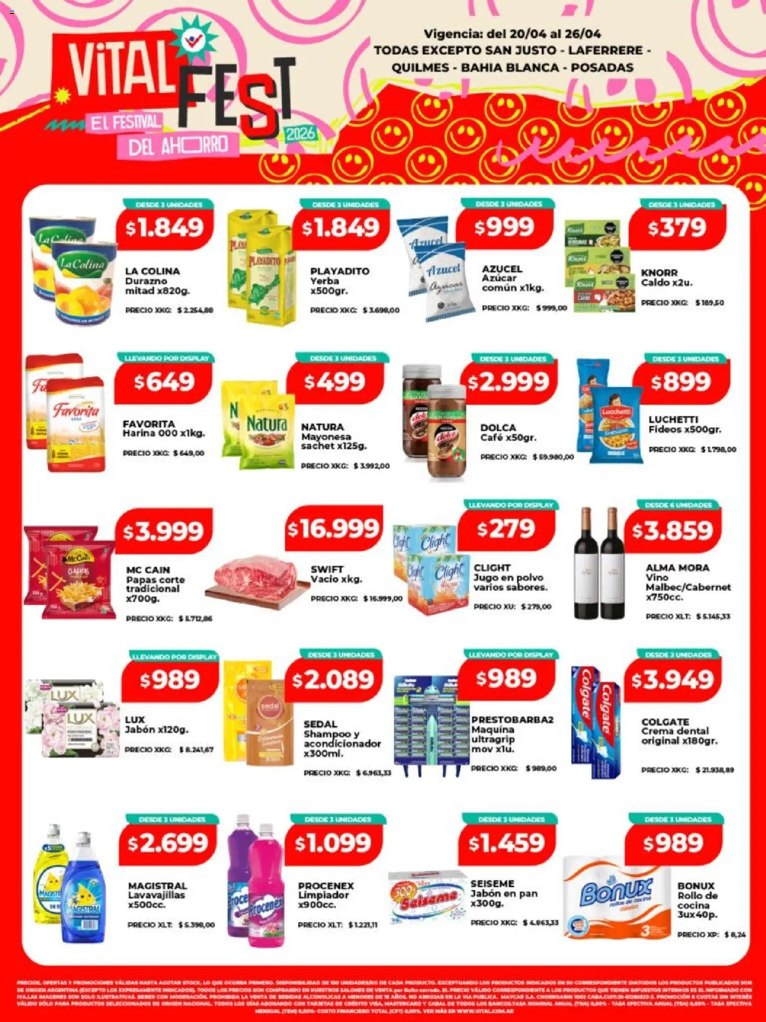 Vital - Ofertas │ válido desde el 20.04.2026 | Página: 1 | Productos: Durazno, Polvo, Mayonesa, Fideos