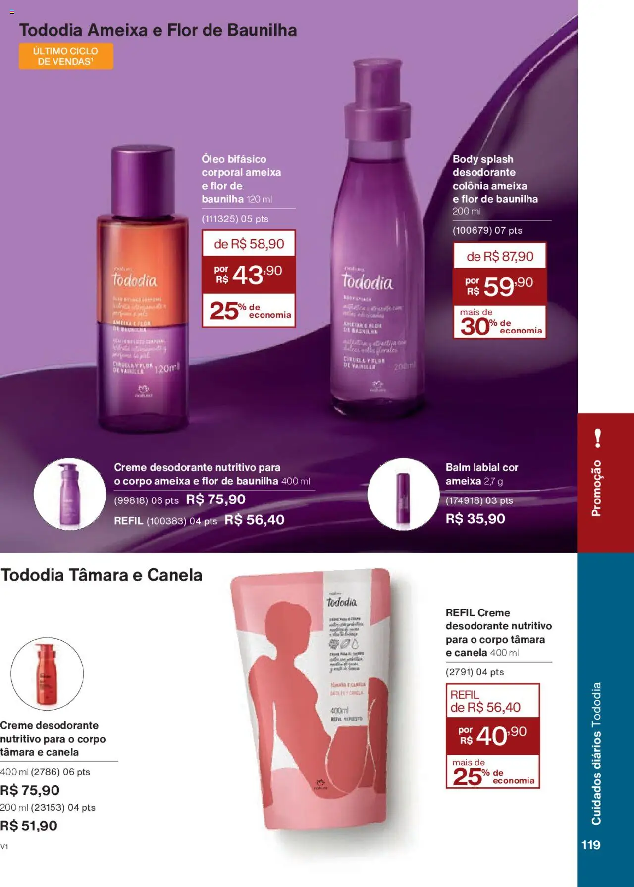 Natura Folheto - válido de 18.08.2025 | Página: 119 | Produtos: Óleo, Creme, Body, Canela