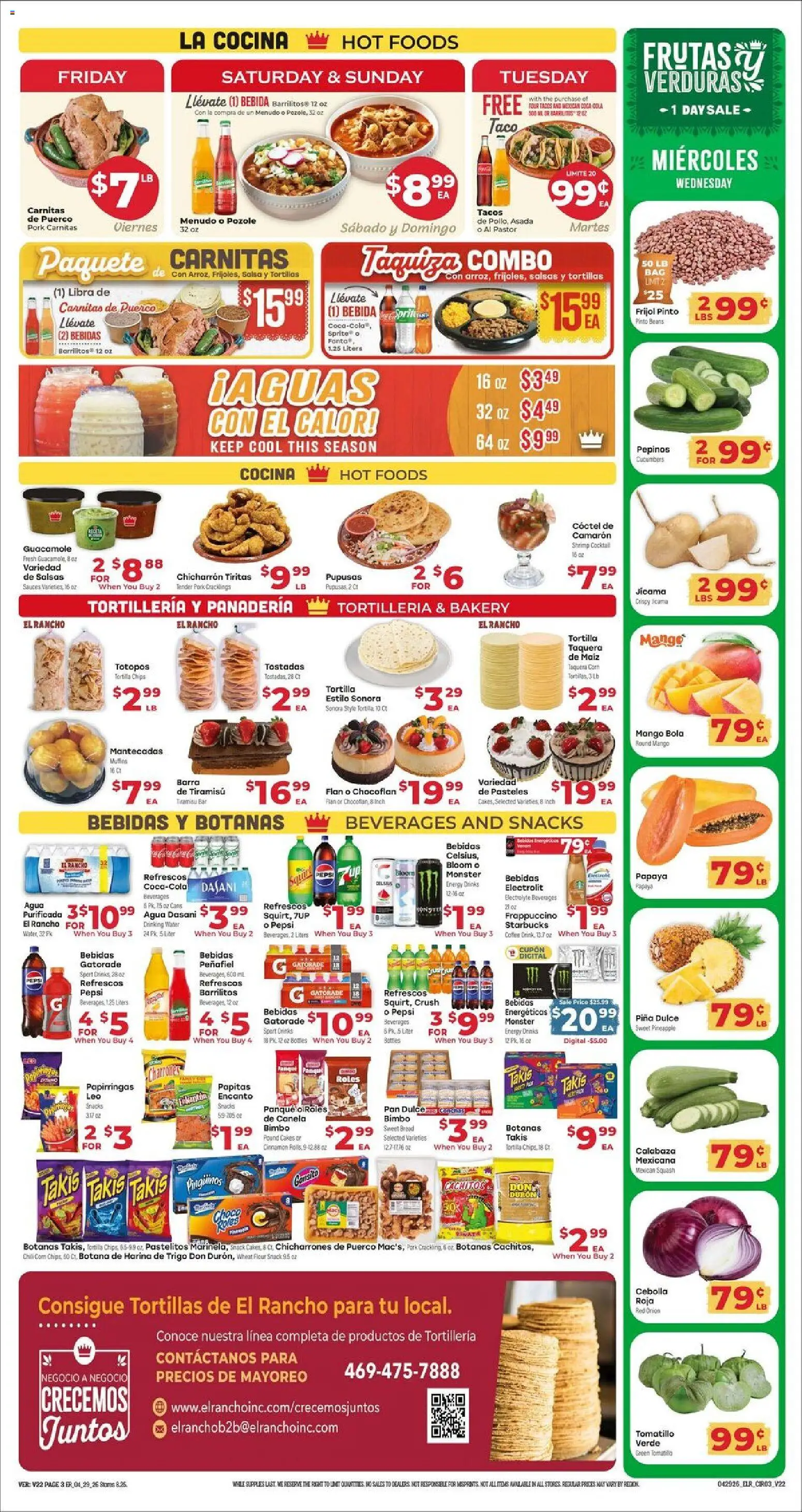 El Rancho Weekly Ad - valid from 29.04.2026 | Page: 3 | Products: Bakery, Squash, Cucumbers, Water