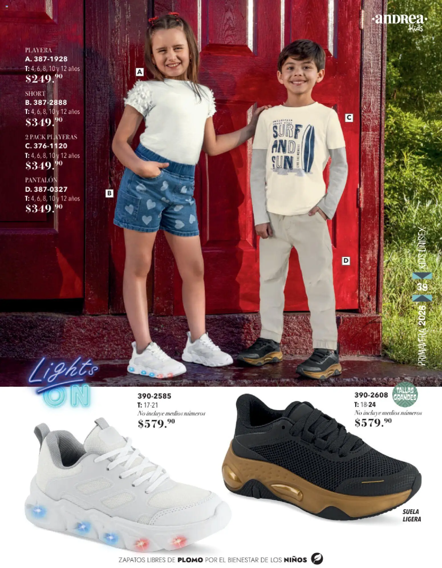 Nuevas ofertas de Andrea válidas en toda la República Mexicana desde el 25.01.2026. ¡Encuentra las mejores ofertas en Andrea catálogo Infantil! | Página: 39 | Productos: Zapatos, Playera, Short