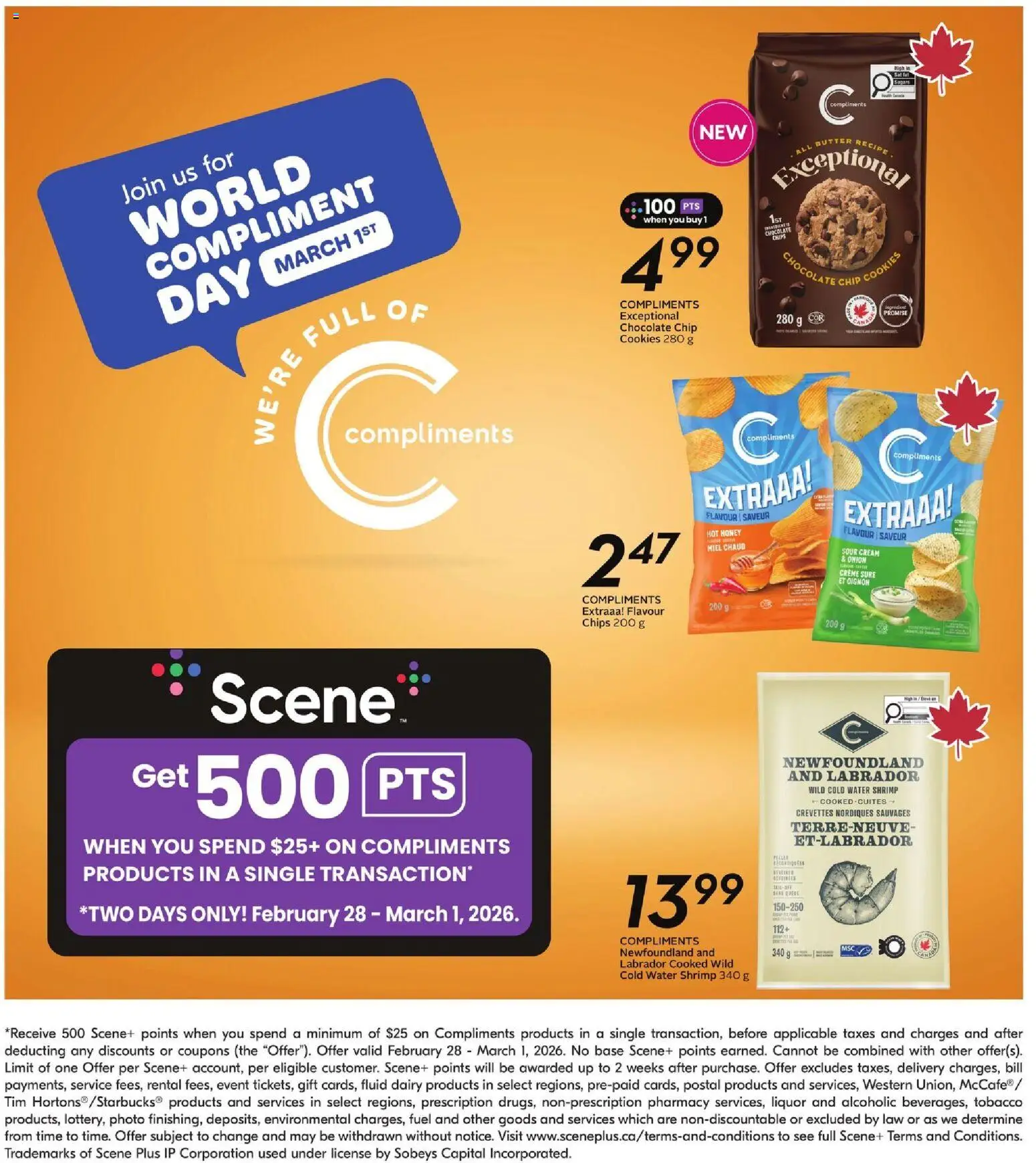 Sobeys flyer valid from 26.02.2026 | Page: 20 | Products: Chips, Cream, Butter, Chocolate