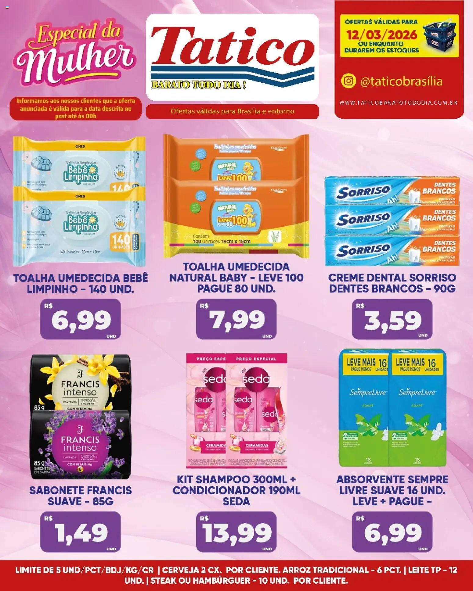 Tatico Folheto - válido de 12.03.2026 | Página: 17 | Produtos: Leite, Hambúrguer, Creme dental, Toalha umedecida