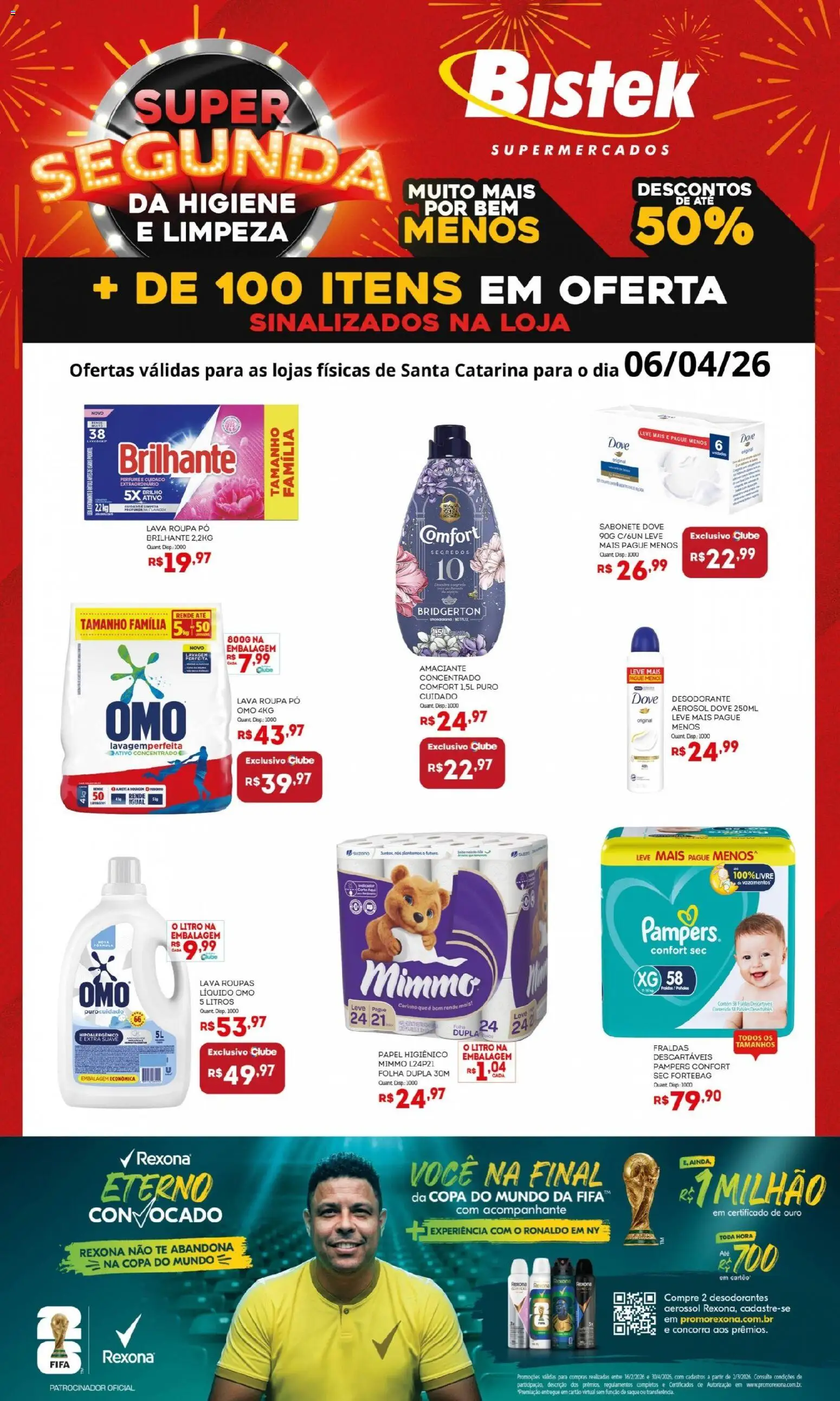 Bistek Supermercados Folheto - válido de 06.04.2026 | Página: 1 | Produtos: Pampers, Saquê, Copa, Dove