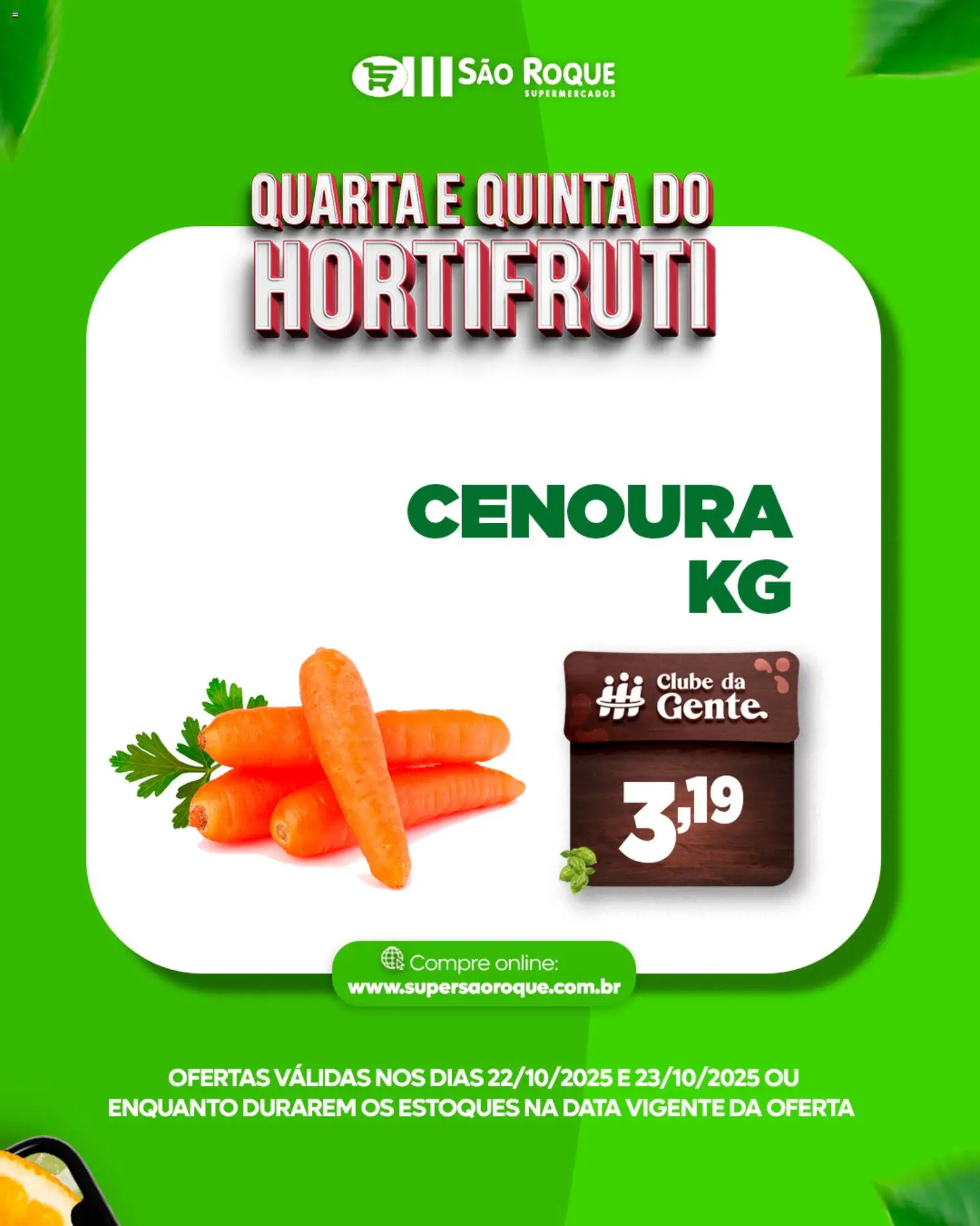 São Roque Supermercados Folheto - válido de 22.10.2025 | Página: 8 | Produtos: Cenoura