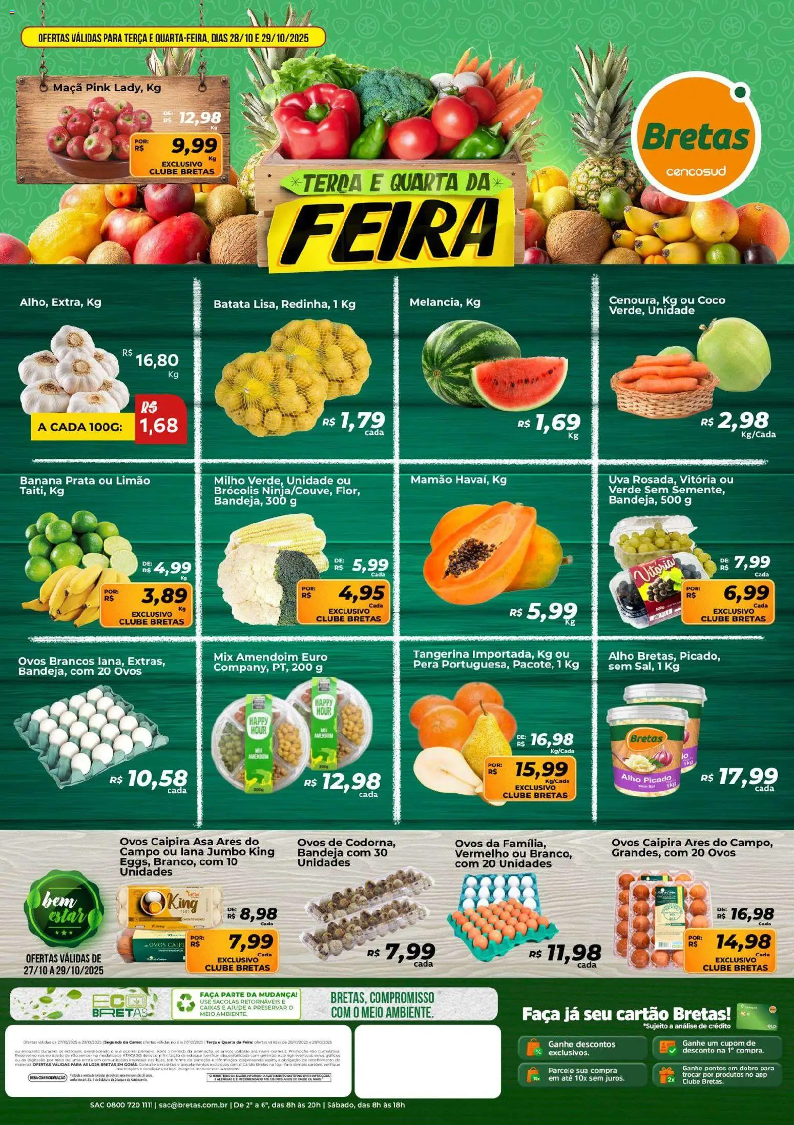 Bretas Folheto - válido de 27.10.2025 | Página: 2 | Produtos: Coco, Pera, Alho, Brócolis