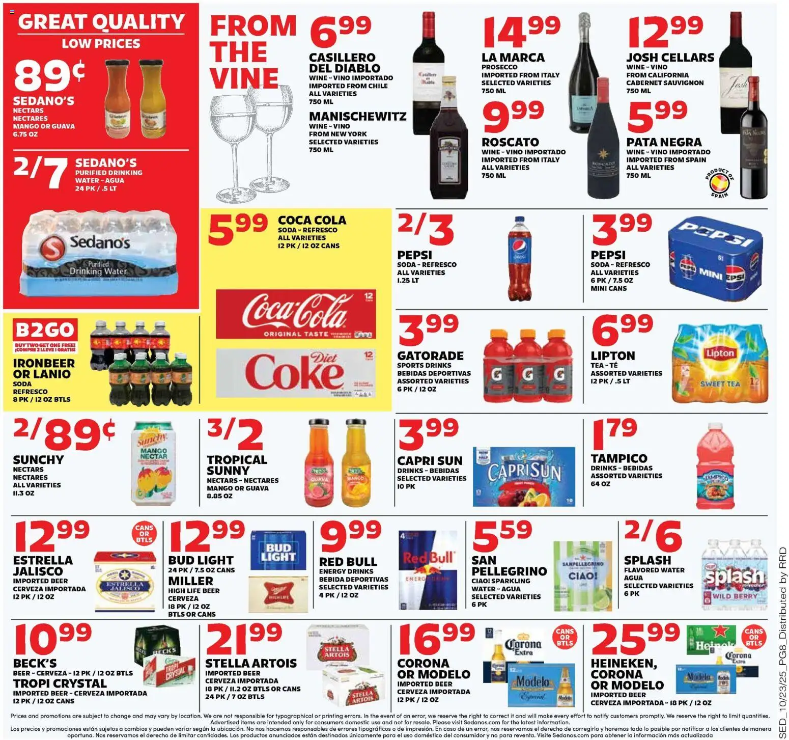 Sedano's Current Ad - FL - valid from 22.10.2025 | Page: 8 | Products: Wine, Beer, Tea, Mango