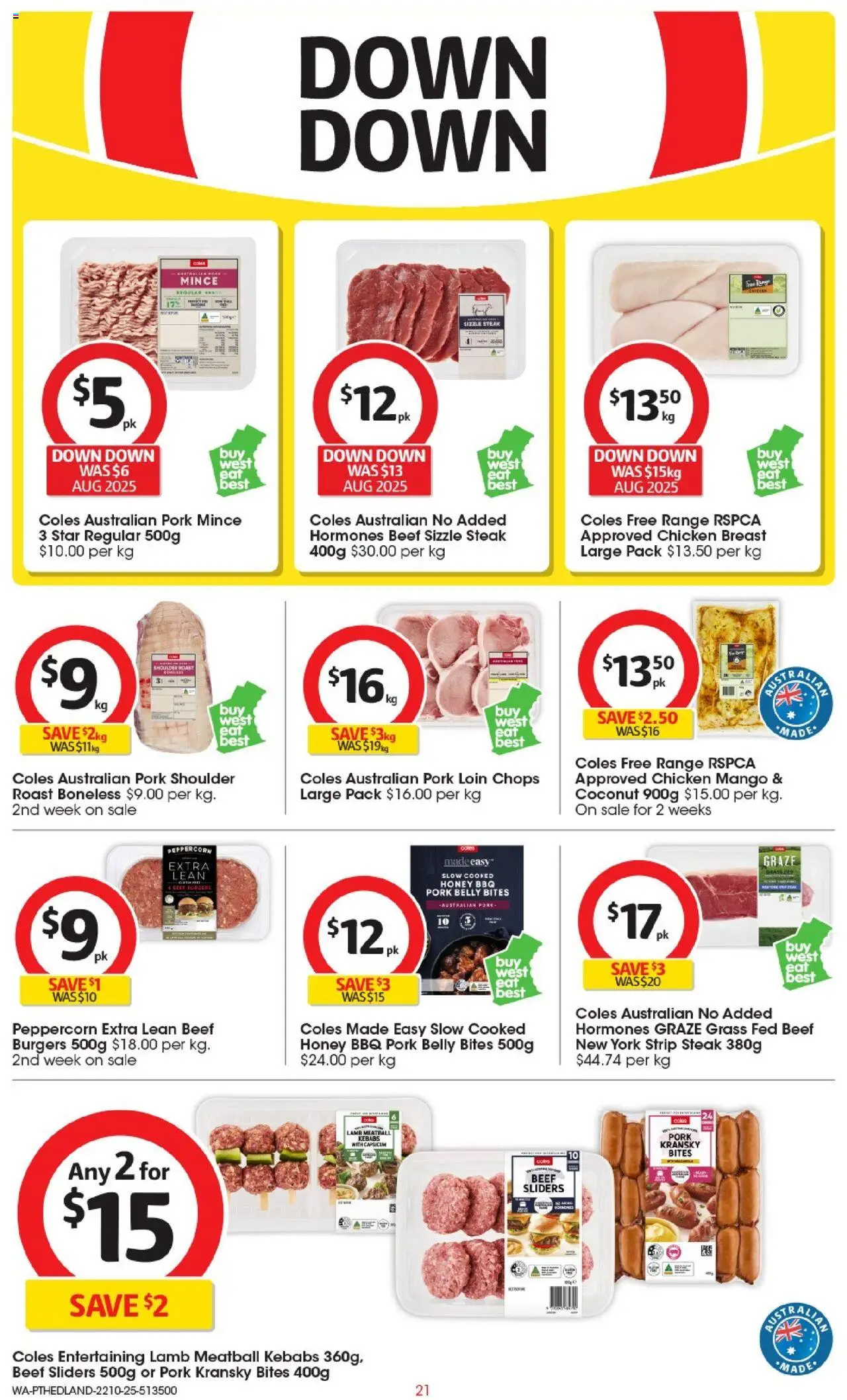 Coles catalogue - valid from 22.10.2025 | Page: 22 | Products: Capsicum, Pork, Lamb, Steak