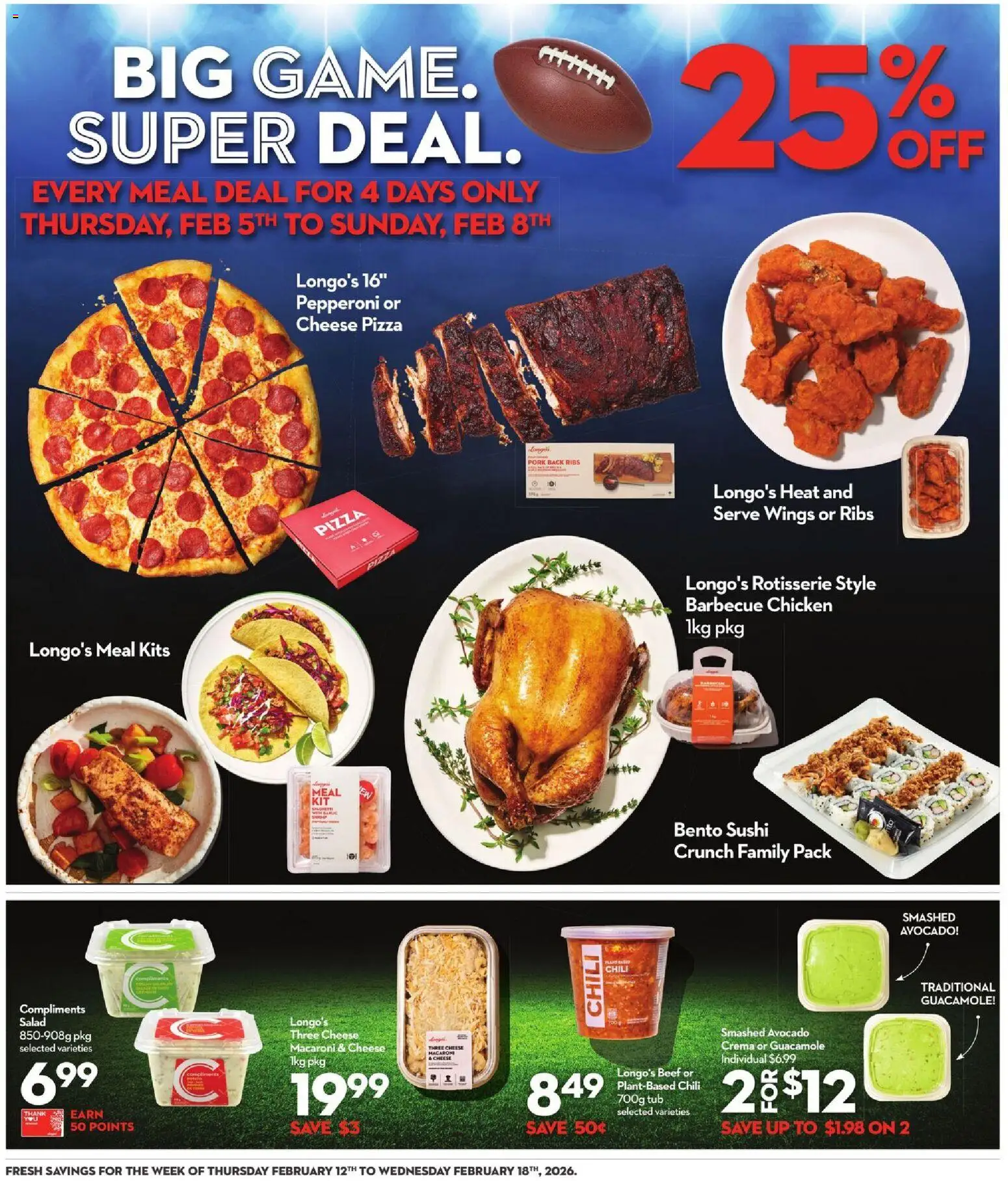 Longo's flyer valid from 12.02.2026 | Page: 12 | Products: Beef, Cheese, Pizza, Chicken