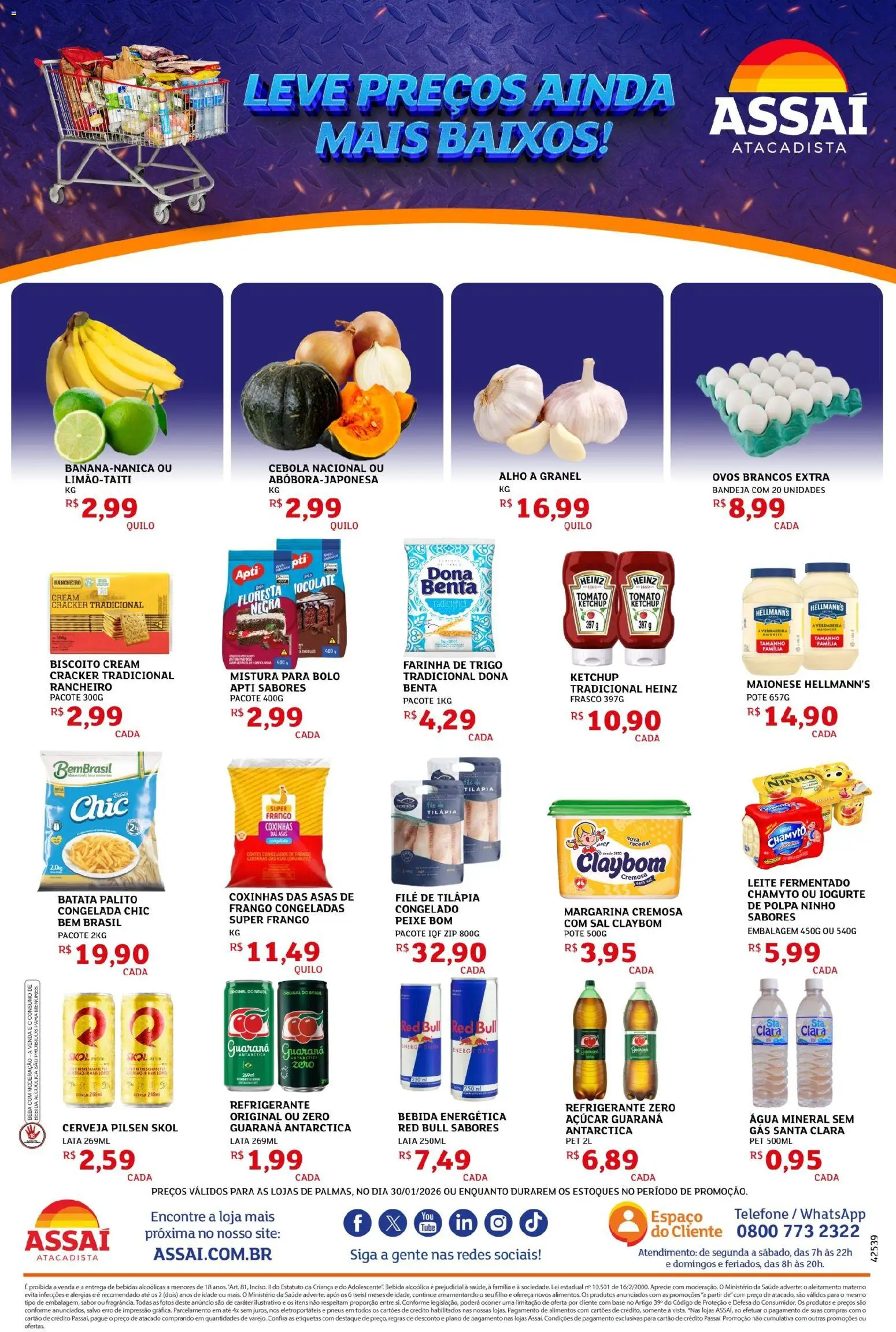 Assaí Atacadista Folheto - válido de 30.01.2026 | Página: 2 | Produtos: Leite, Sal, Filé de tilápia, Mistura para bolo