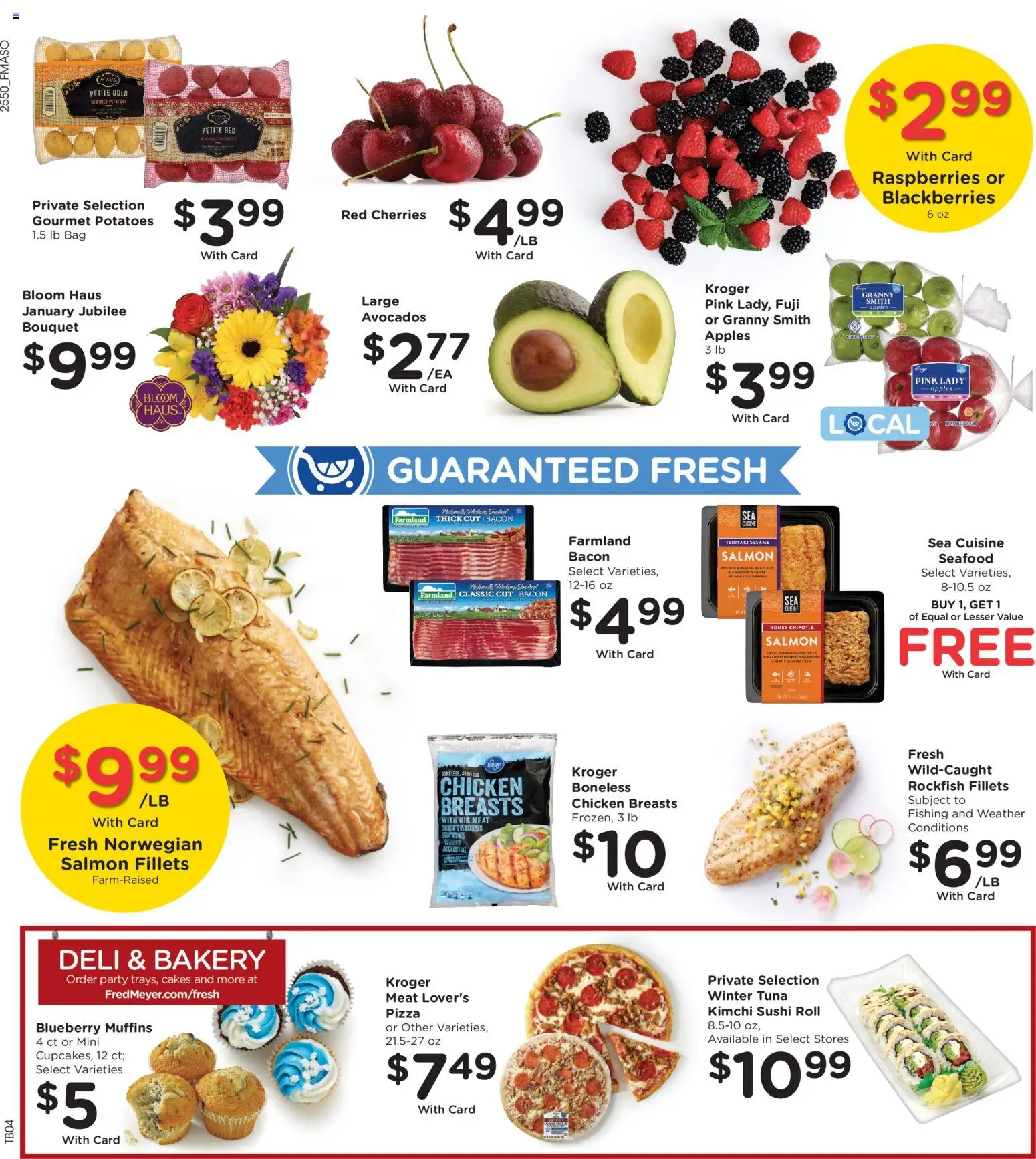 Fred Meyer Weekly Ad - valid from 14.01.2026 | Page: 11 | Products: Cherries, Pizza, Seafood, Bag