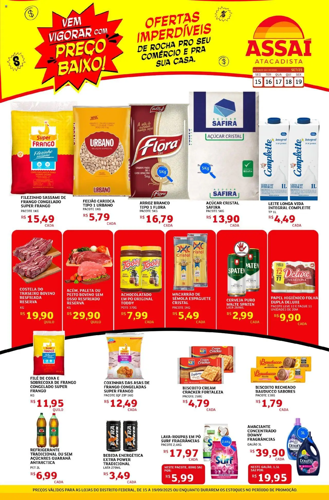 Assaí Atacadista Folheto - válido de 15.09.2025 | Página: 1 | Produtos: Biscoito, Leite, Cream cracker, Papel higiênico