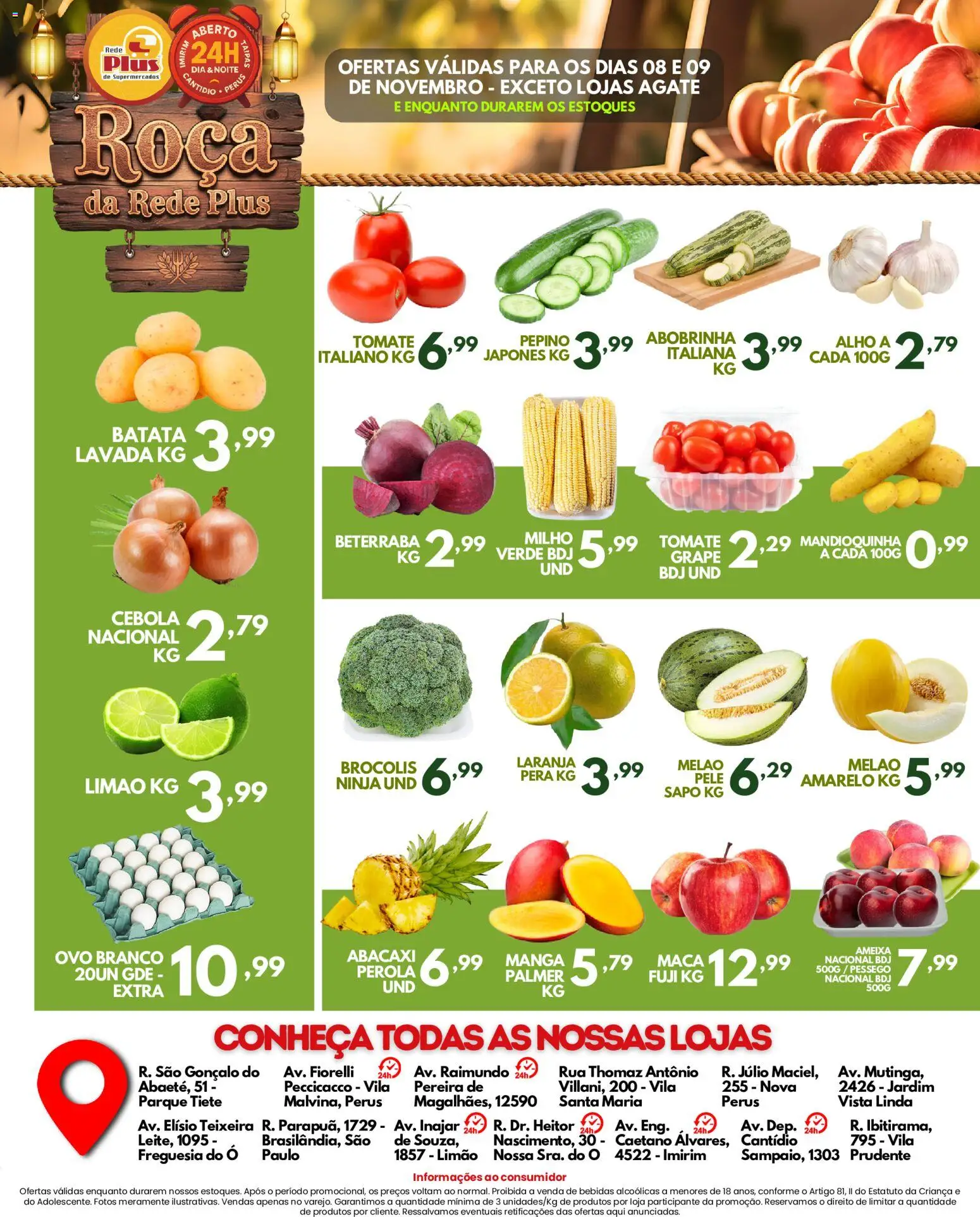 Rede Plus Supermercados Folheto - válido de 07.11.2025 | Página: 4 | Produtos: Mandioquinha, Abacaxi, Brócolis, Batata