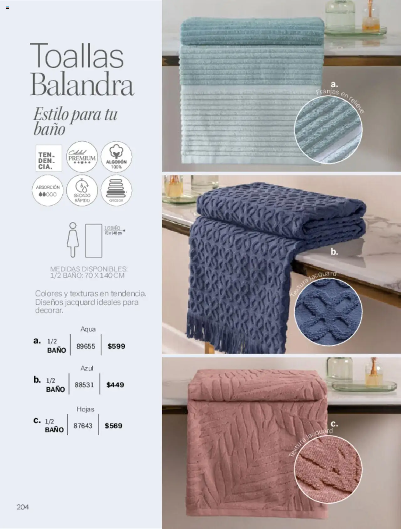 Nuevas ofertas de Vianney válidas en toda la República Mexicana desde el 07.03.2025. ¡Encuentra las mejores ofertas en Vianney catálogo Primavera! | Página: 208 | Productos: Algodón, Toallas, Baño