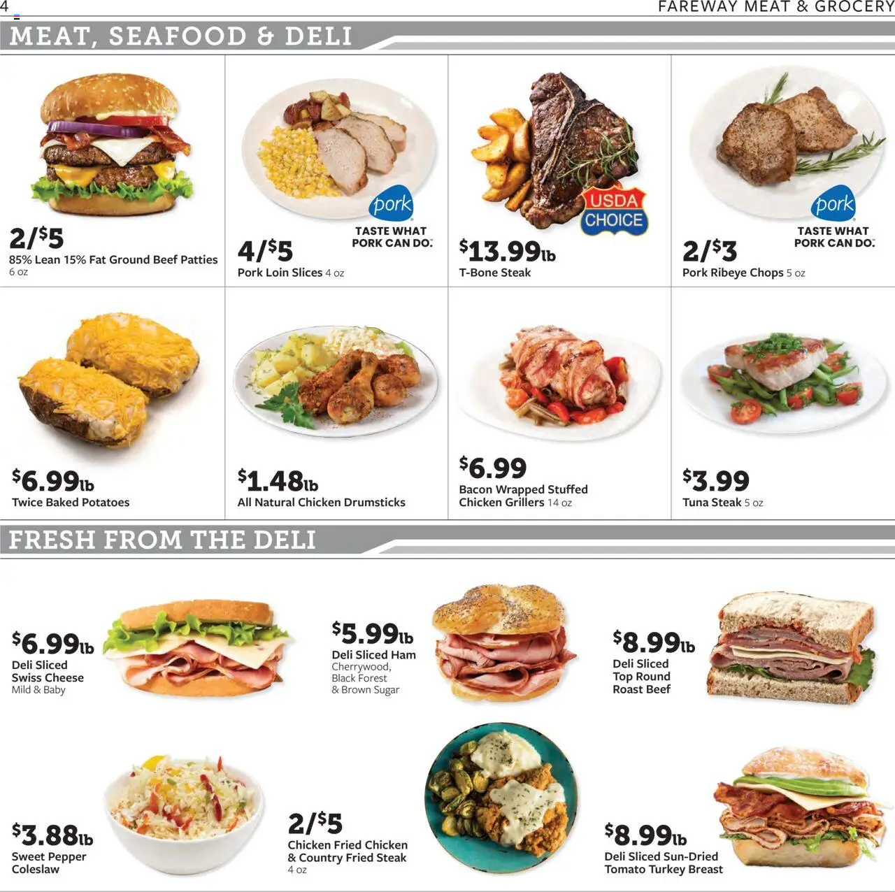 Fareway Weekly Ad - valid from 04.08.2025 | Page: 4 | Products: Cheese, Ham, Pepper, Seafood