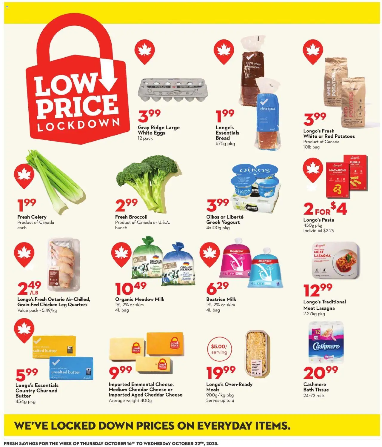 Longo's flyer valid from 16.10.2025 | Page: 13 | Products: Pasta, Bath, Butter, Cheese