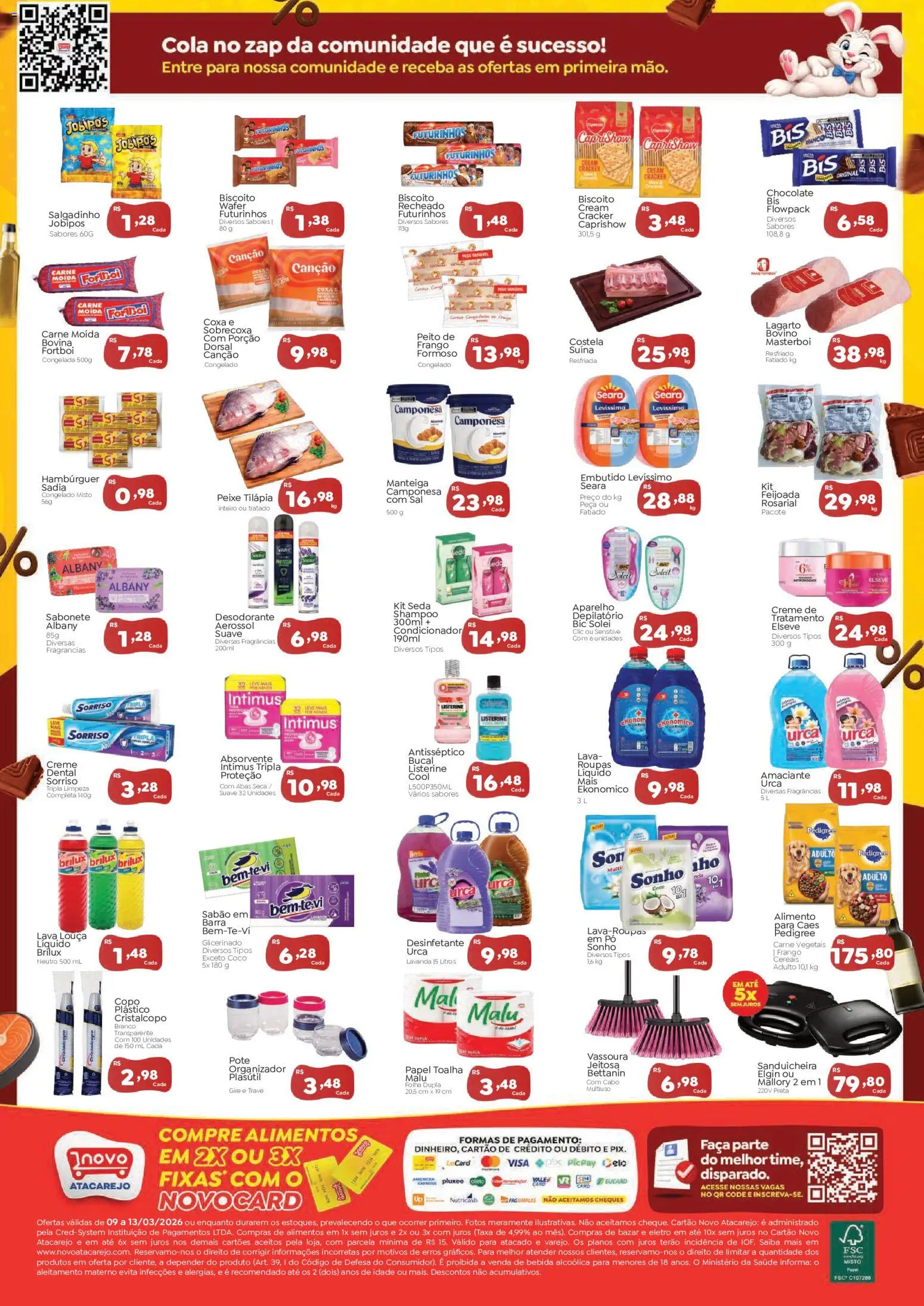 Novo Atacarejo Folheto - válido de 09.03.2026 | Página: 2 | Produtos: Cereais, Sabonete, Sal, Vassoura