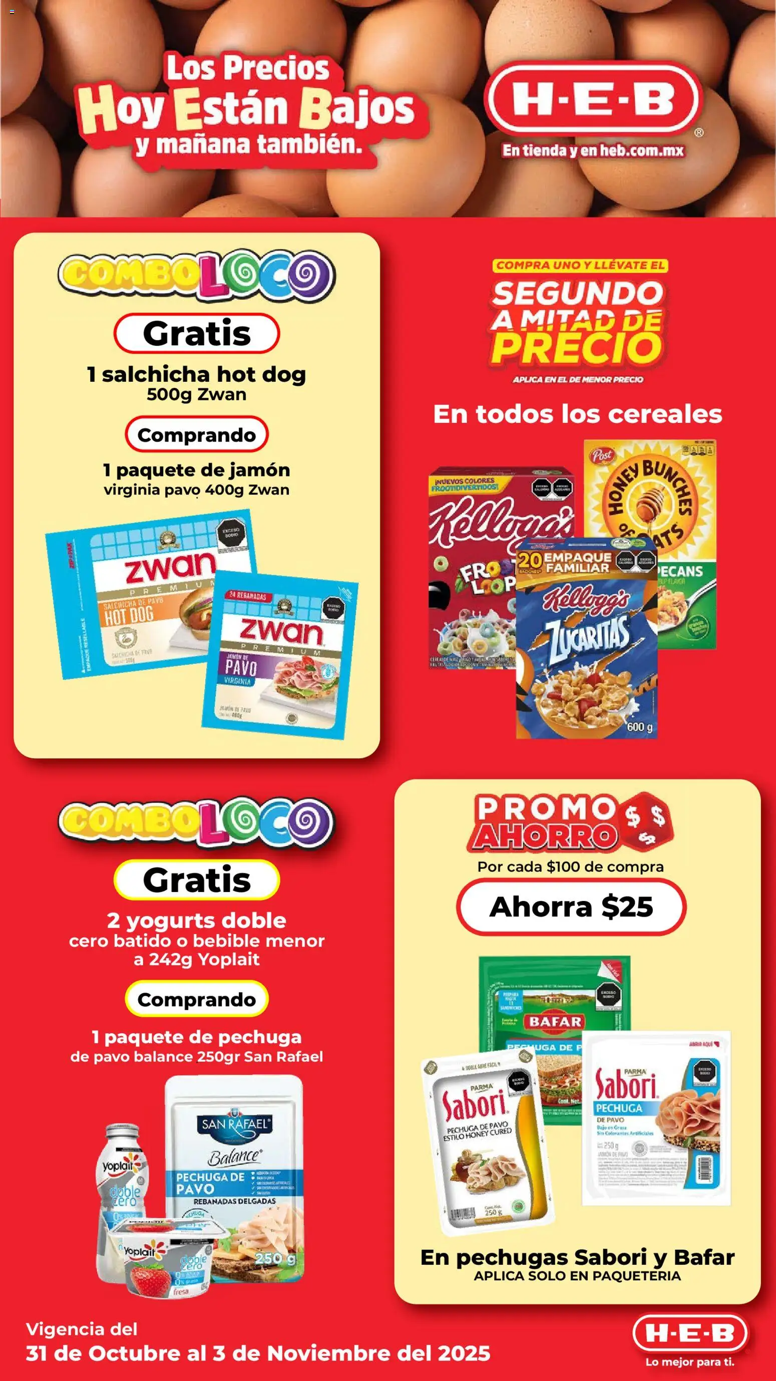 Nuevas ofertas de H-E-B válidas en toda la República Mexicana desde el 31.10.2025. ¡Encuentra las mejores ofertas en H-E-B folleto! | Página: 10 | Productos: Fresa, Salchicha, Jamón, Cereales