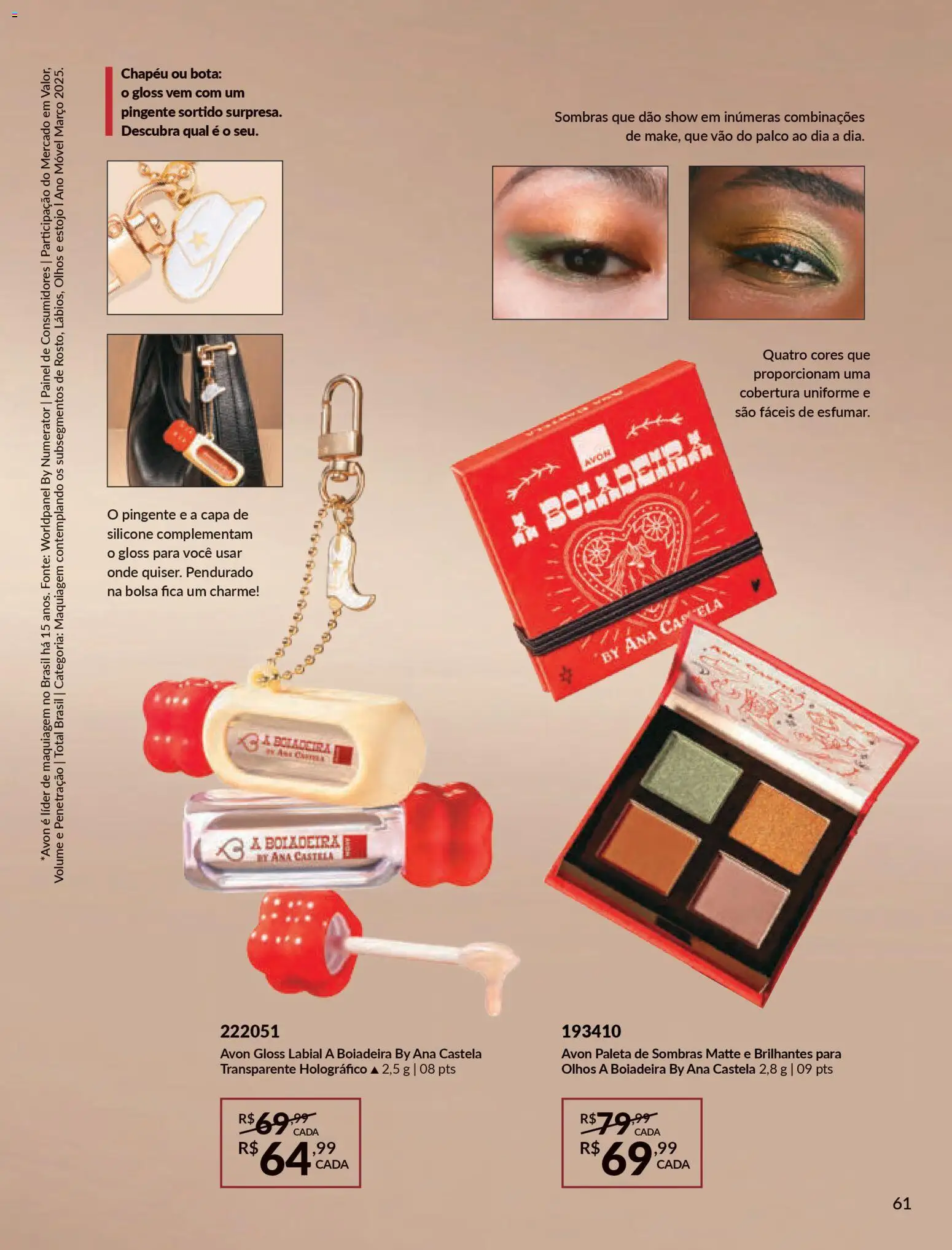 Avon Folheto - válido de 06.01.2026 | Página: 61 | Produtos: Maquiagem, Gloss labial, Pingente, Chapéu