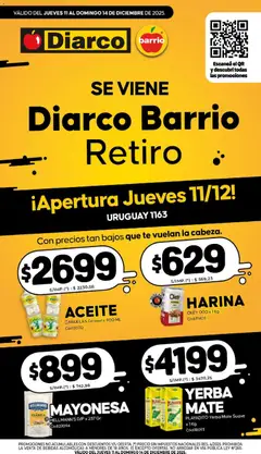 Vista previa Diarco - Especial Apertura Retiro 11/12 válido desde el 10.12.2025