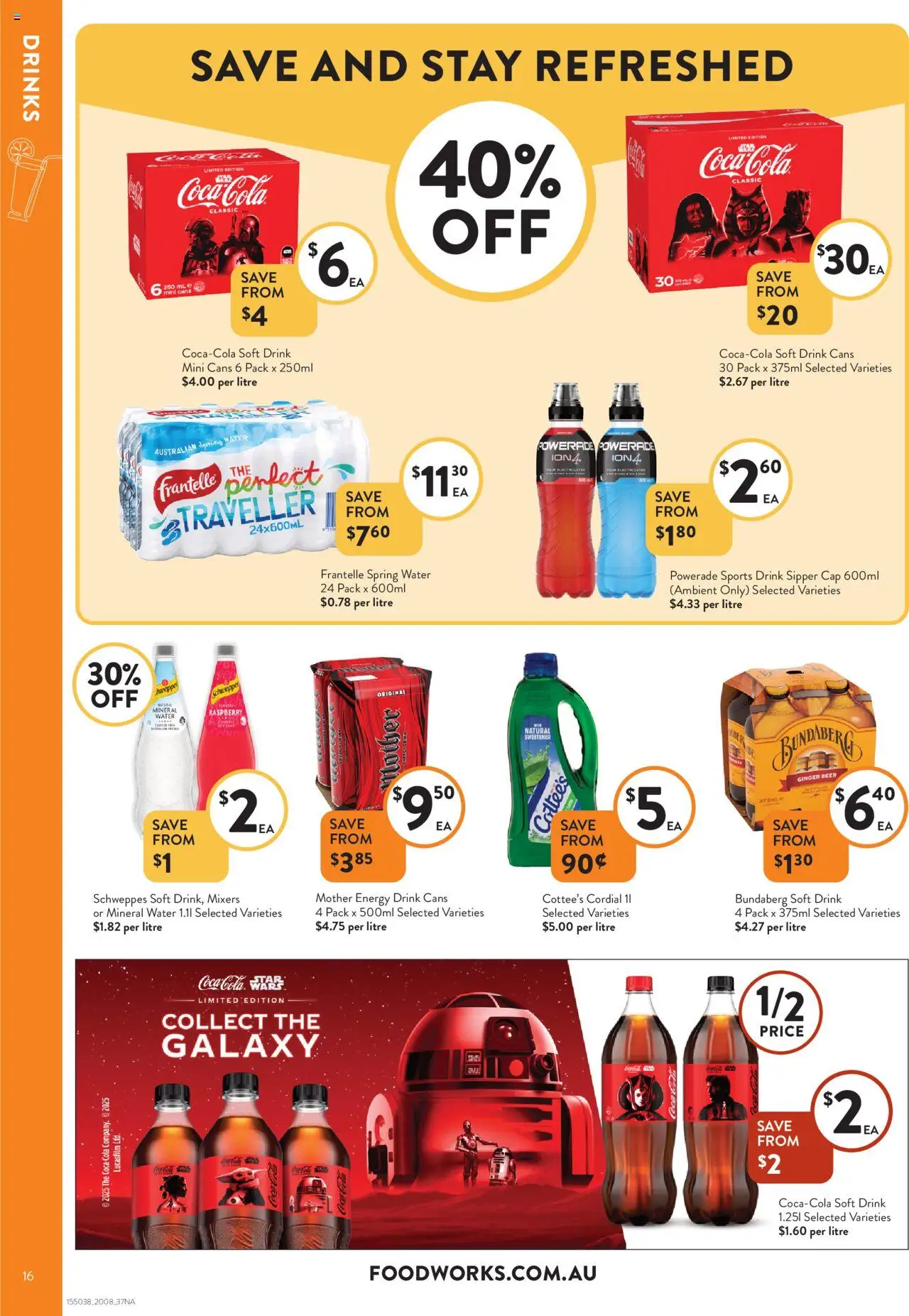 Foodworks catalogue - valid from 20.08.2025 | Page: 16 | Products: Energy drink, Beer, Raspberry, Cap