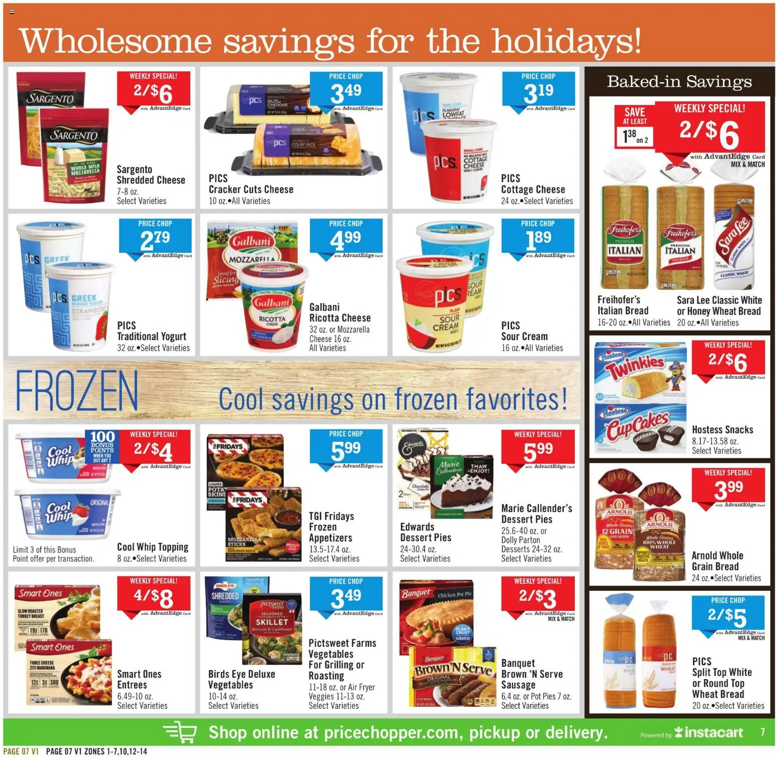 Price Chopper Weekly Ad - valid from 23.11.2025 | Page: 7 | Products: Bread, Sour cream, Cream, Sausage