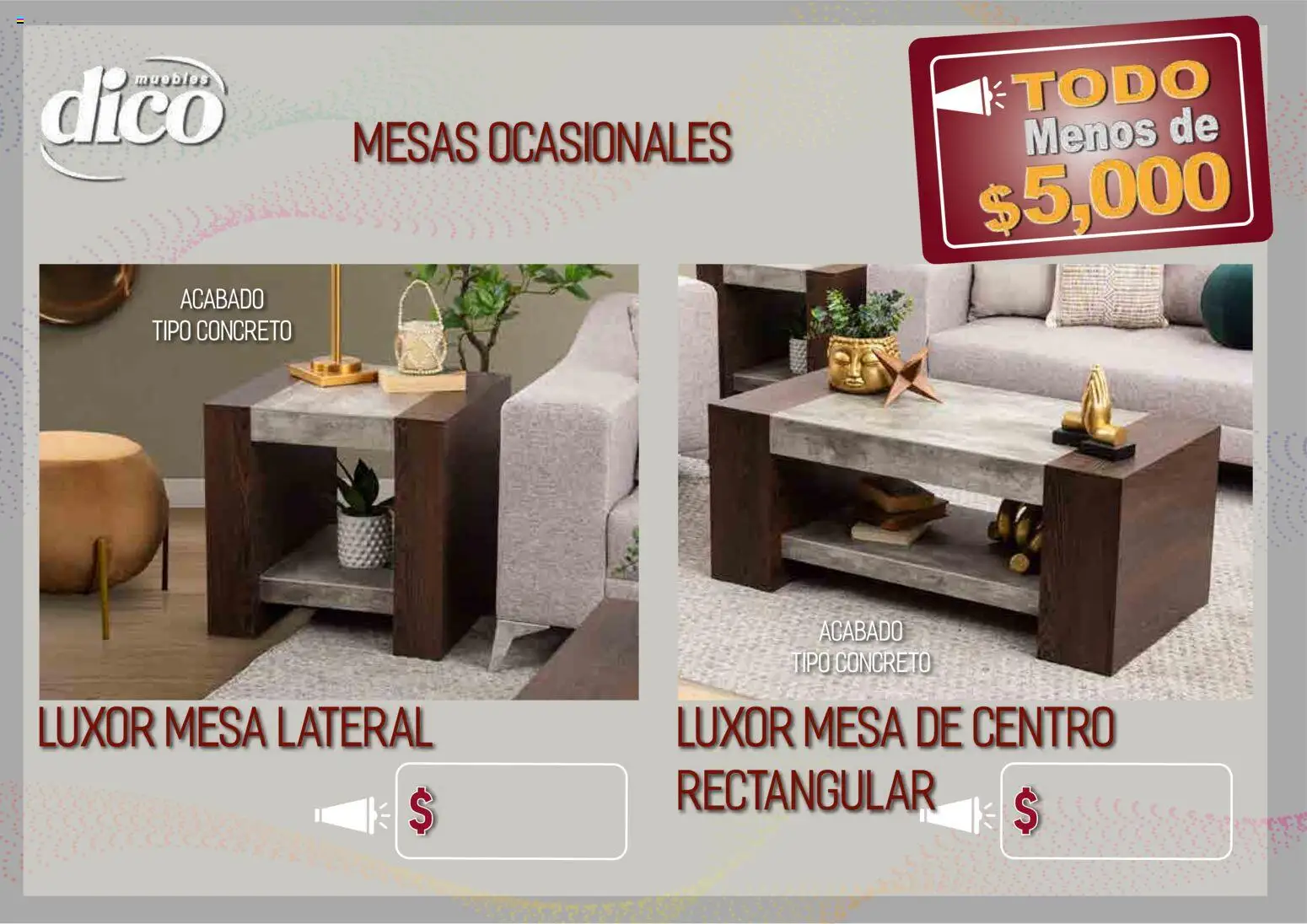 Nuevas ofertas de Muebles Dico válidas en toda la República Mexicana desde el 09.04.2026. ¡Encuentra las mejores ofertas en Muebles Dico catálogo Todo menos de 5000 Pacifico! | Página: 41 | Productos: Mesa de centro, Mesa