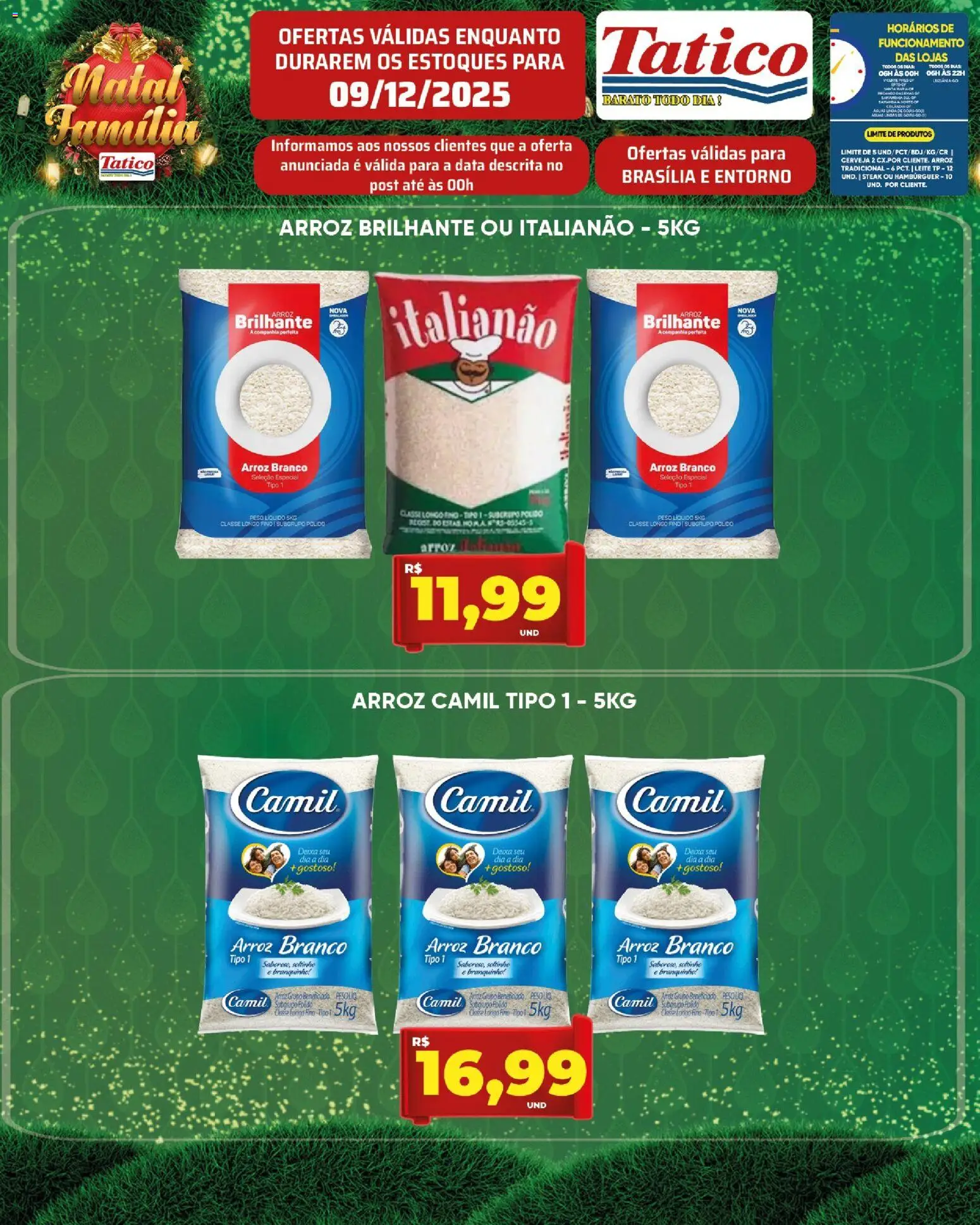 Tatico Folheto - válido de 09.12.2025 | Página: 16 | Produtos: Leite, Cerveja, Arroz, Hambúrguer