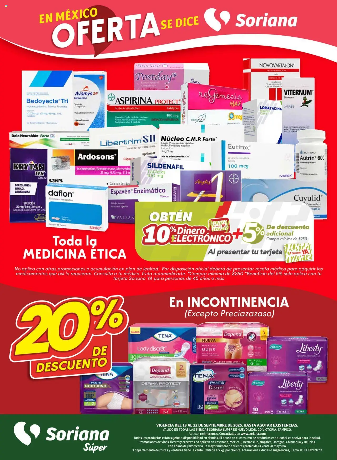 Nuevas ofertas de Soriana válidas en toda la República Mexicana desde el 18.09.2025. ¡Encuentra las mejores ofertas en Soriana - Fin de Semana Súper: Nuevo León, Ciudad Victoria y Tampico! | Página: 7 | Productos: Frasco, Caja, Polvo, Pants