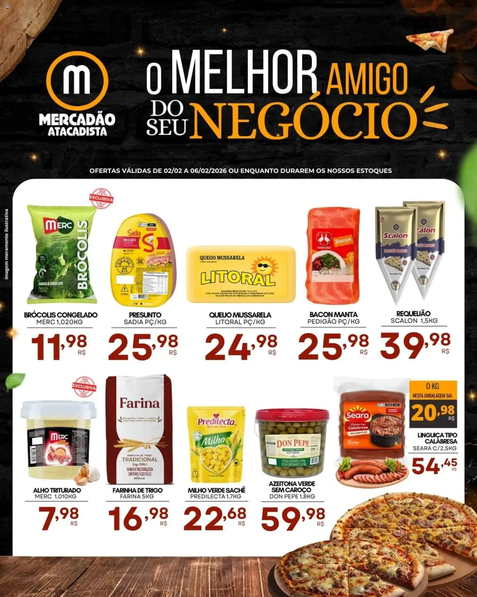 Mercadão Atacadista Folheto - válido de 02.02.2026 | Página: 1 | Produtos: Alho, Linguiça, Queijo, Requeijão
