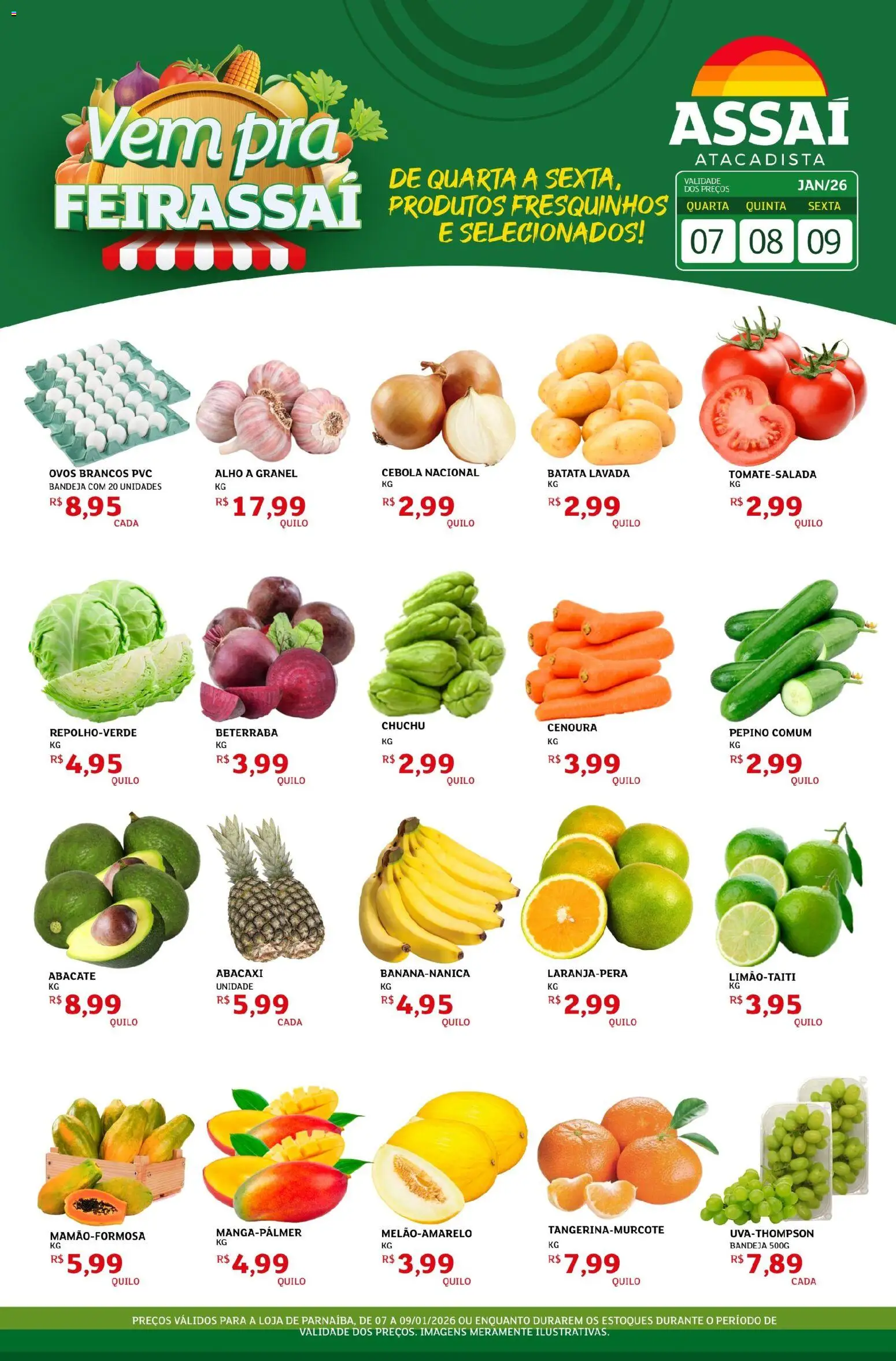 Assaí Atacadista Folheto - válido de 07.01.2026 | Página: 1 | Produtos: Alho, Beterraba, Cebola, Bandeja