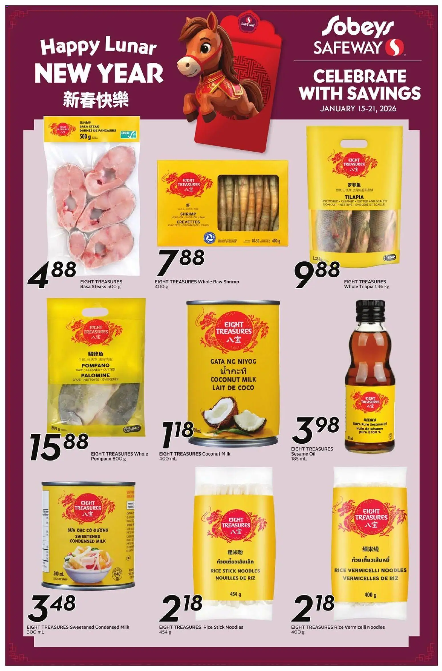 Sobeys flyer valid from 15.01.2026 | Page: 2 | Products: Rice, Noodles, Milk, Oil
