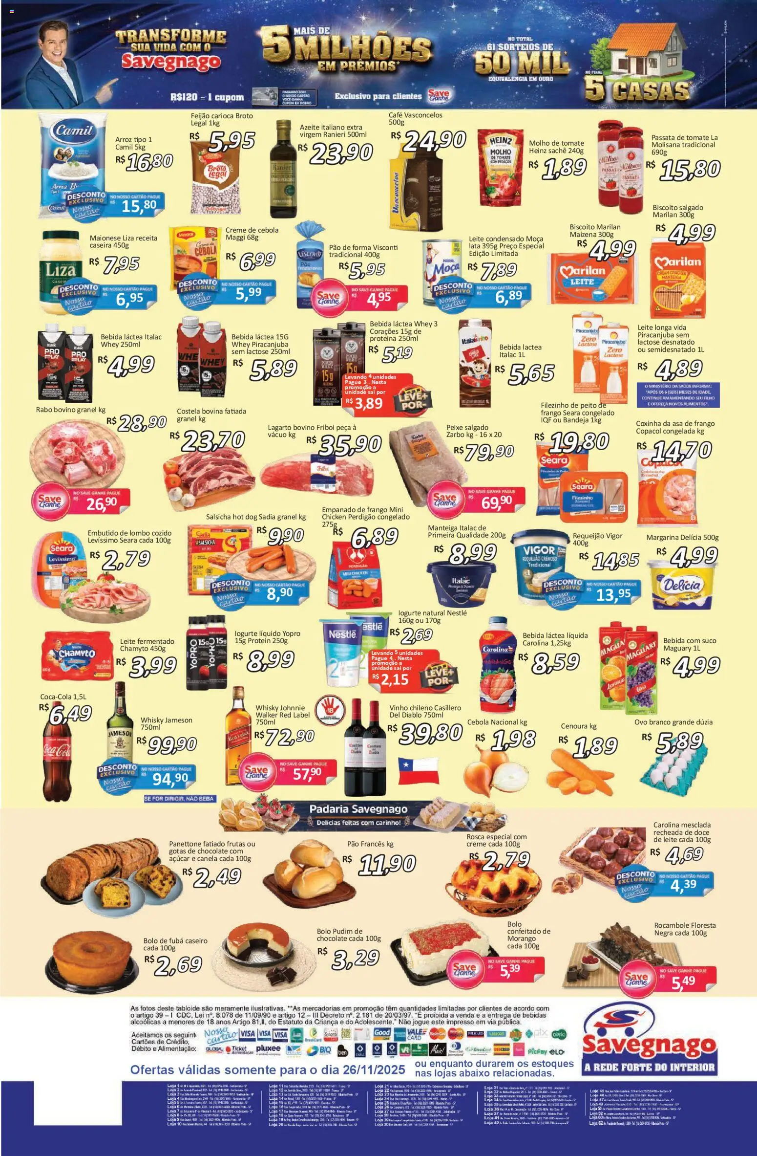 Savegnago Folheto - válido de 26.11.2025 | Página: 2 | Produtos: Cebola, Salsicha, Bolo, Bandeja