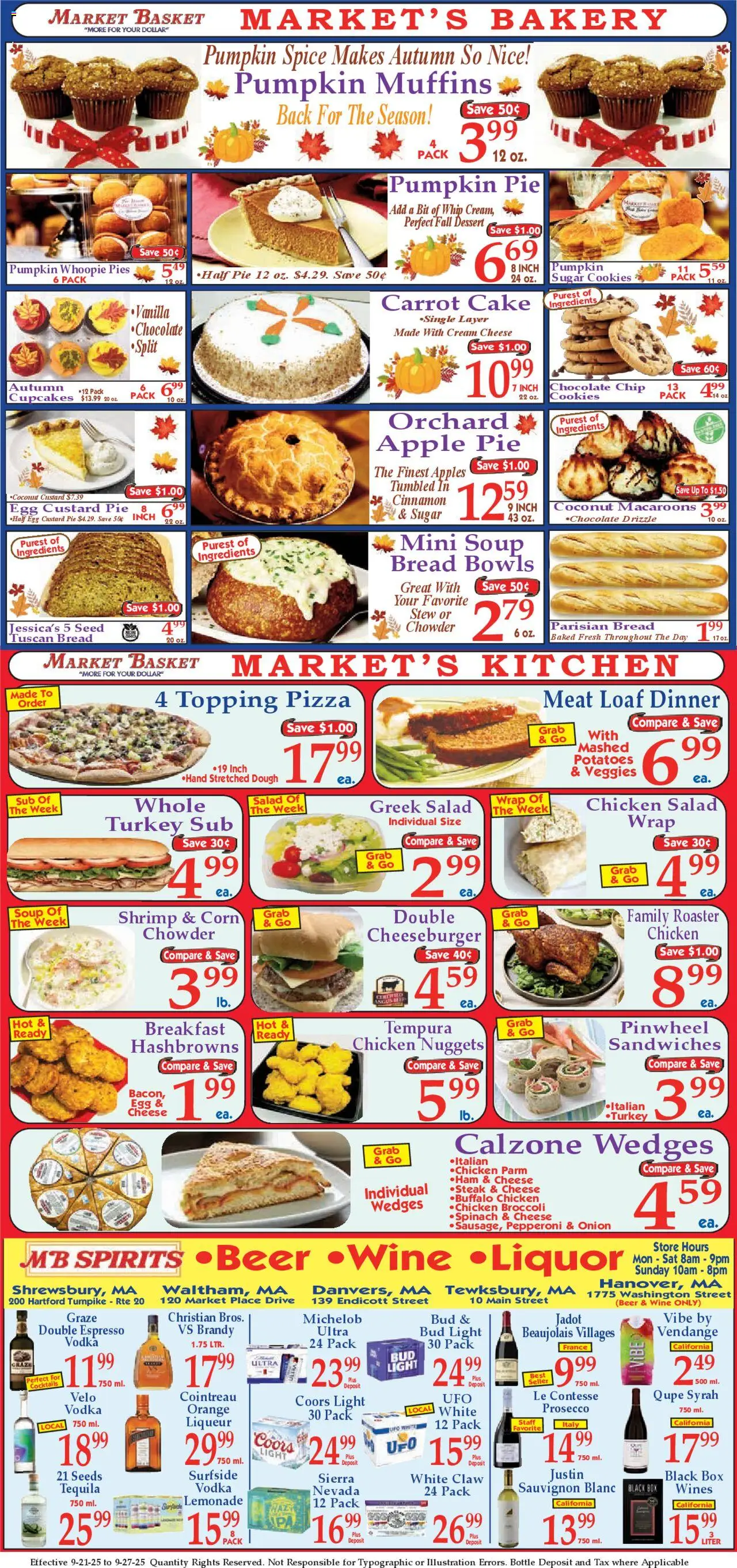 Market Basket Ad - valid from 21.09.2025 | Page: 8 | Products: Bakery, Basket, Chocolate, Vodka