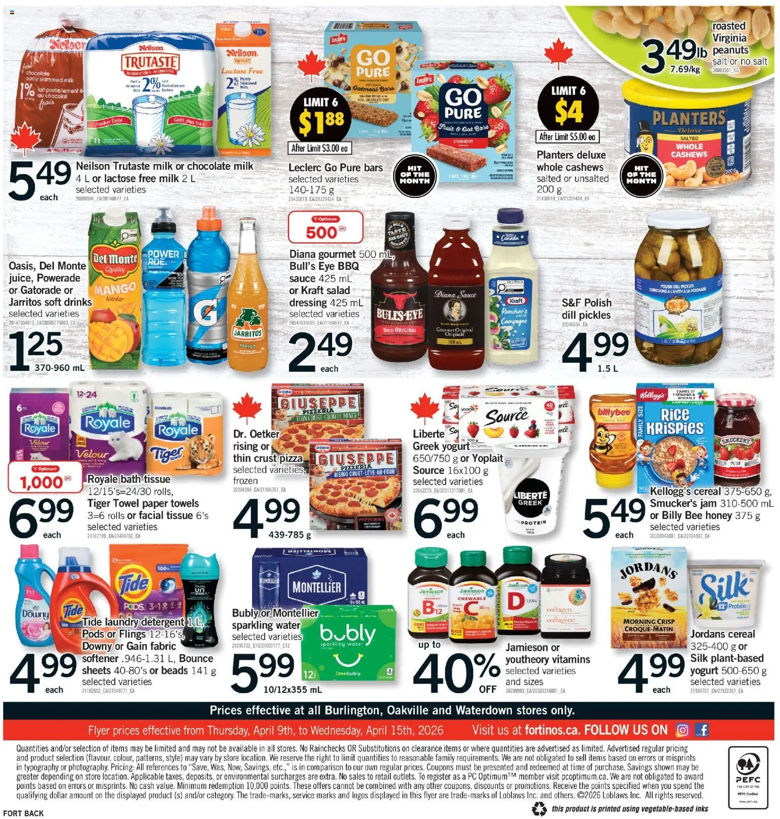 Fortinos flyer valid from 09.04.2026 | Page: 2 | Products: Rice, Yogurt, Chocolate, Pizza