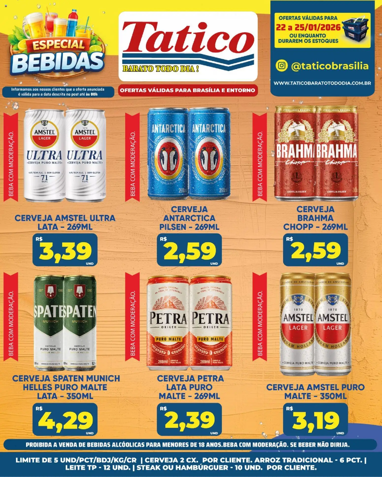 Tatico Folheto - válido de 23.01.2026 | Página: 17 | Produtos: Leite, Cerveja, Arroz, Hambúrguer