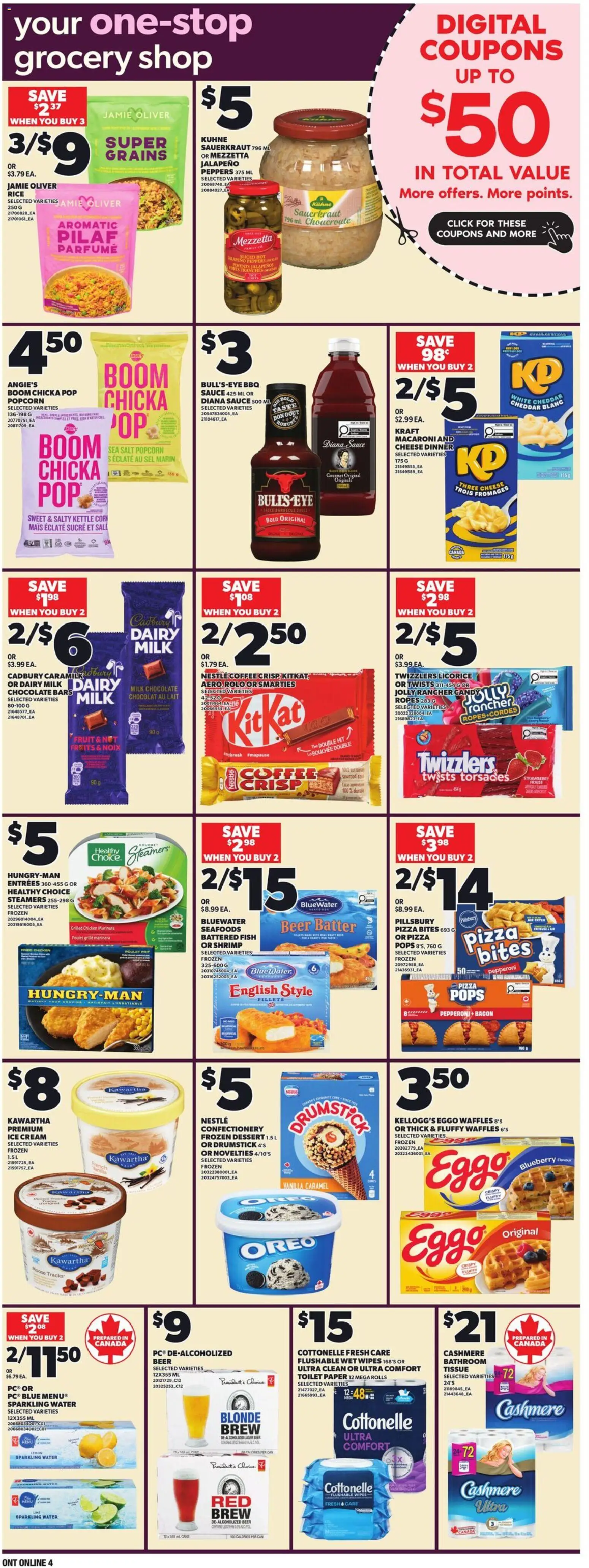 Loblaws flyer valid from 09.04.2026 | Page: 12 | Products: Rice, Cheese, Chocolate, Beer