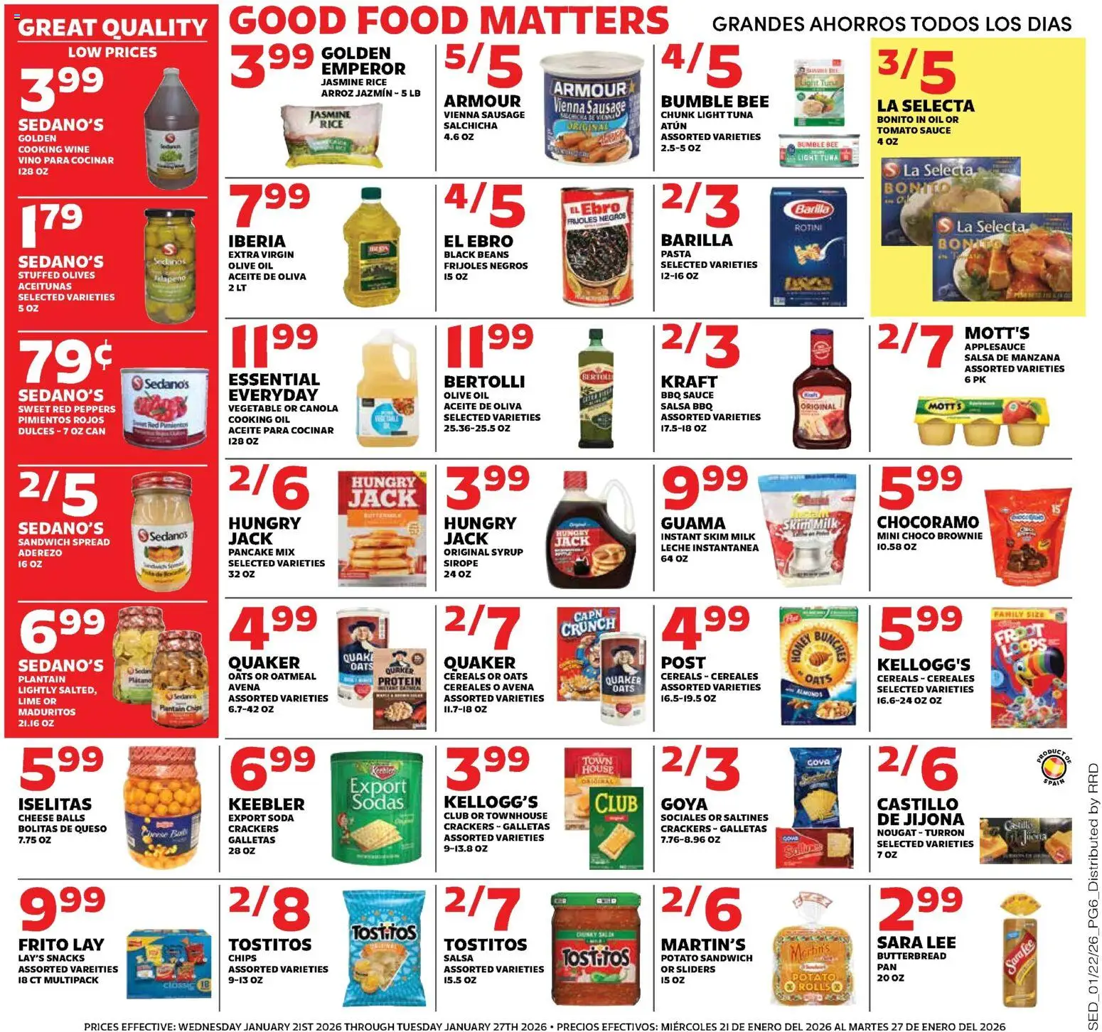 Sedano's Weekly Ad - valid from 21.01.2026 | Page: 6 | Products: Peppers, Milk, Rice, Sauce