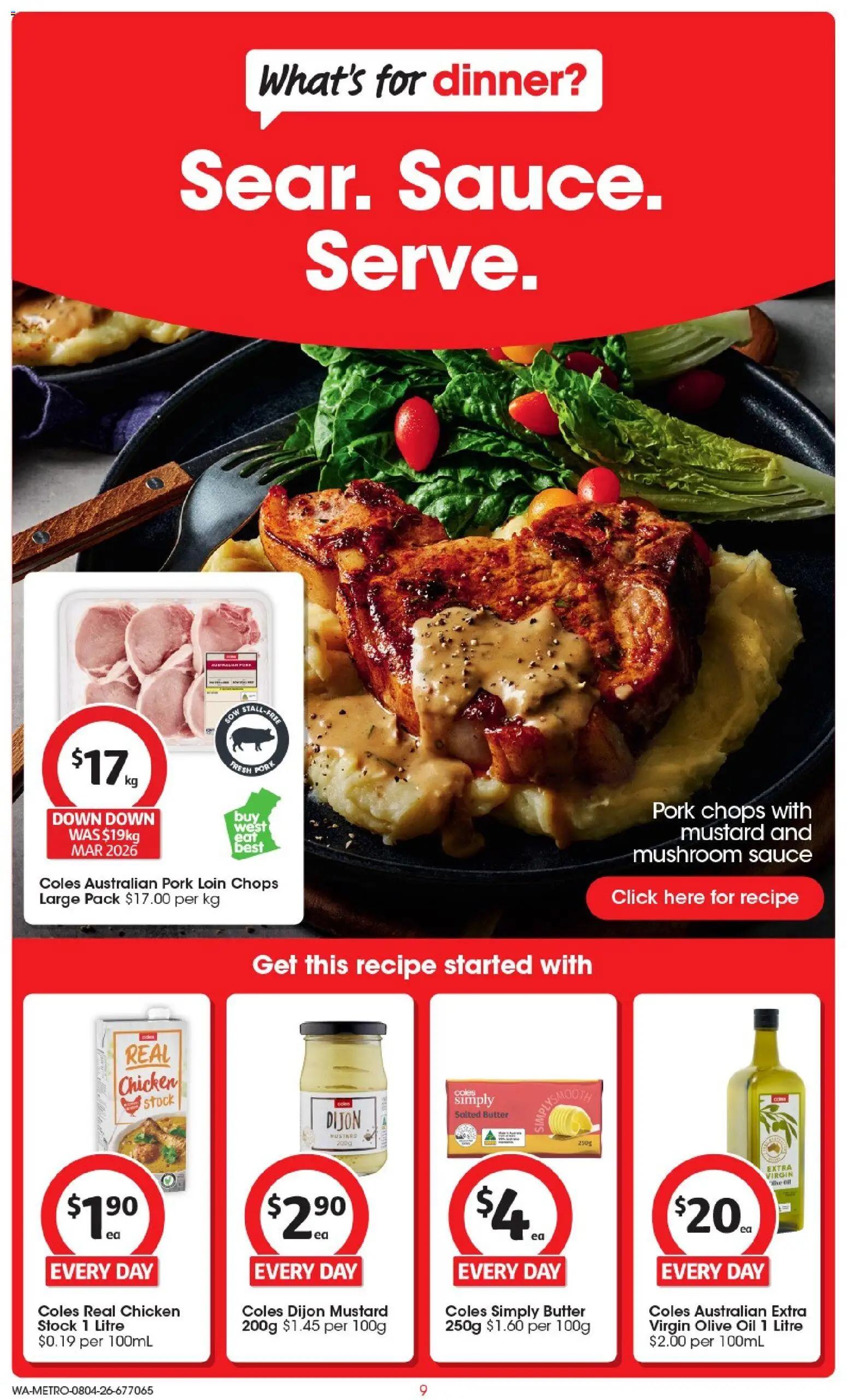 Coles catalogue - valid from 08.04.2026 | Page: 9 | Products: Butter, Pork, Mustard, Olive oil