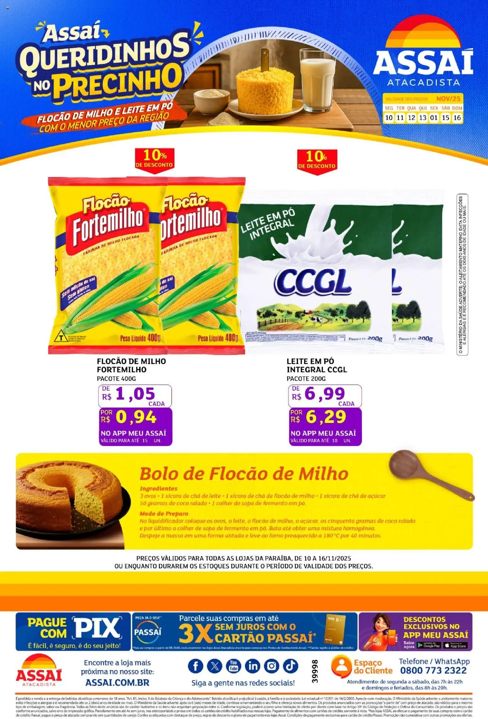Assaí Atacadista Folheto - válido de 10.11.2025 | Página: 1 | Produtos: Coco, Forno, Açúcar, Leite em pó