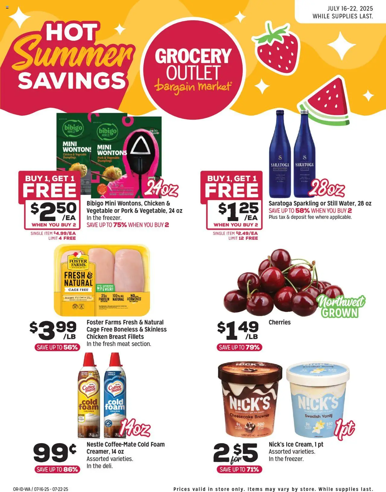Grocery Outlet Weekly - ID - valid from 16.07.2025 | Page: 1 | Products: Cherries, Pork, Cream, Ice cream