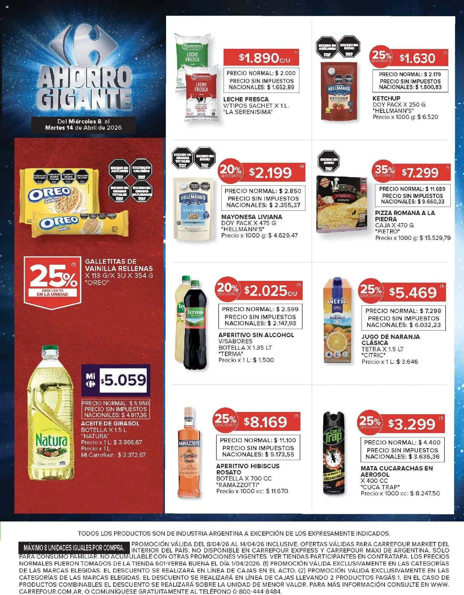 Carrefour Market catálogo │ válido desde el 08.04.2026 | Página: 11 | Productos: Botella, Sobre, Pizza, Jugo