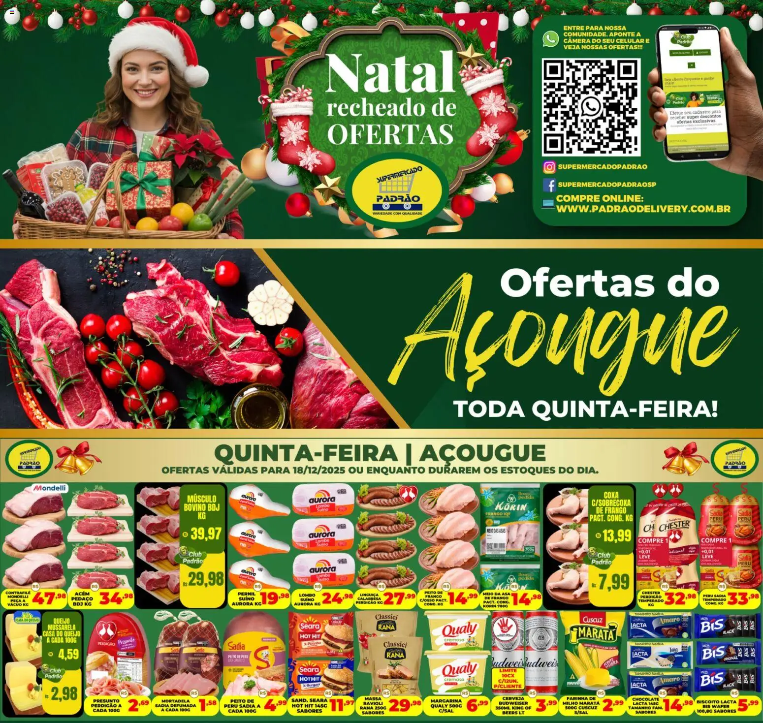 Supermercado Padrão Folheto - válido de 18.12.2025 | Página: 1 | Produtos: Biscoito, Presunto, Mussarela, Câmera