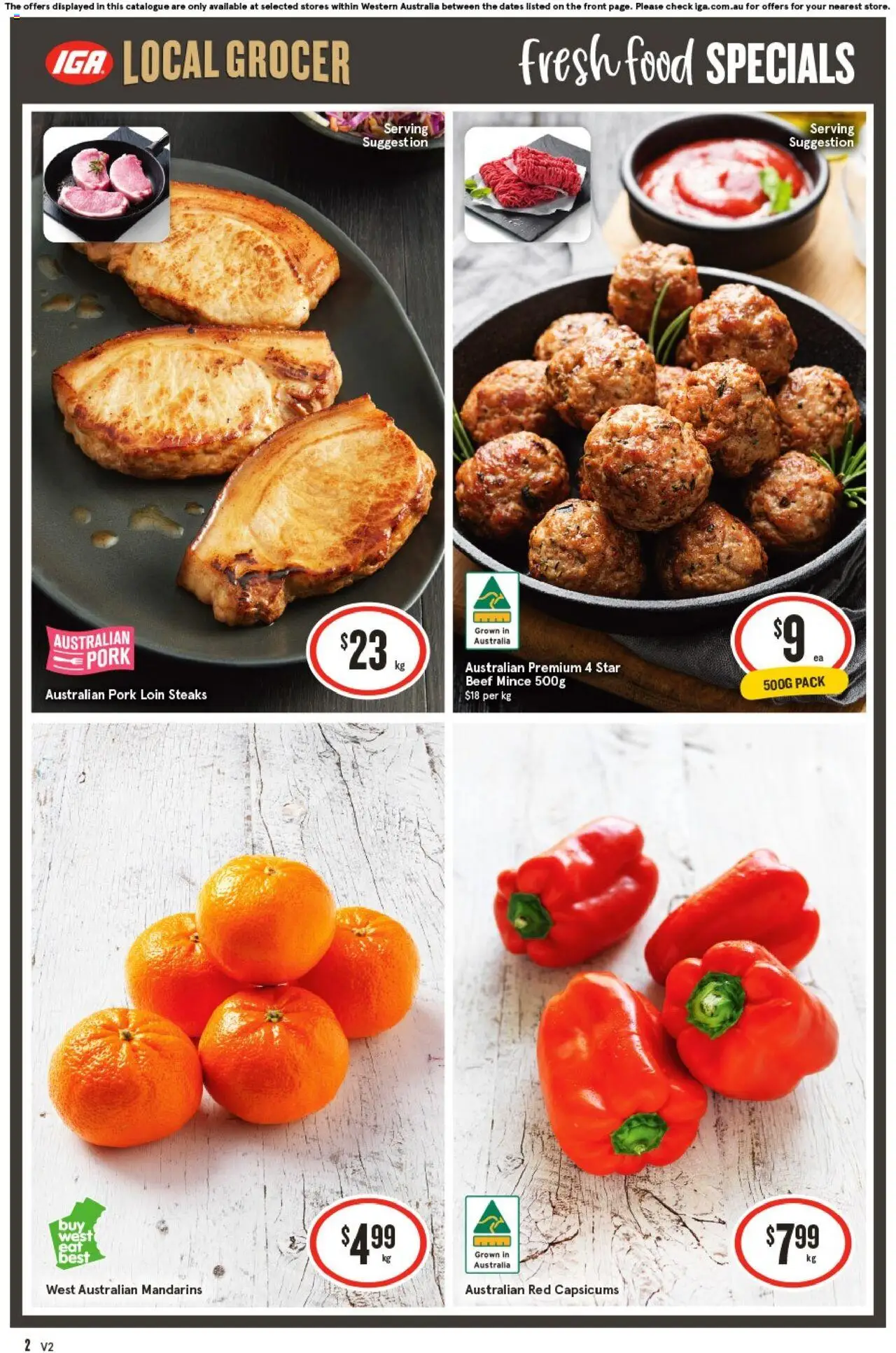 IGA catalogue - valid from 10.09.2025 | Page: 2 | Products: Pork, Beef, Mandarins