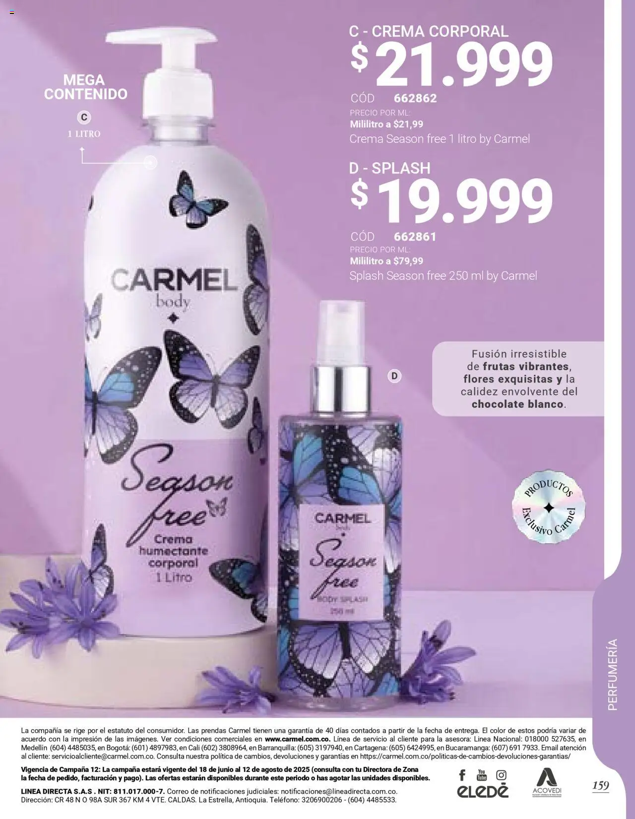 Carmel revista - valida desde el 23.06.2025 | Página: 161 | Productos: Crema, Body, Suspensor, Chocolate