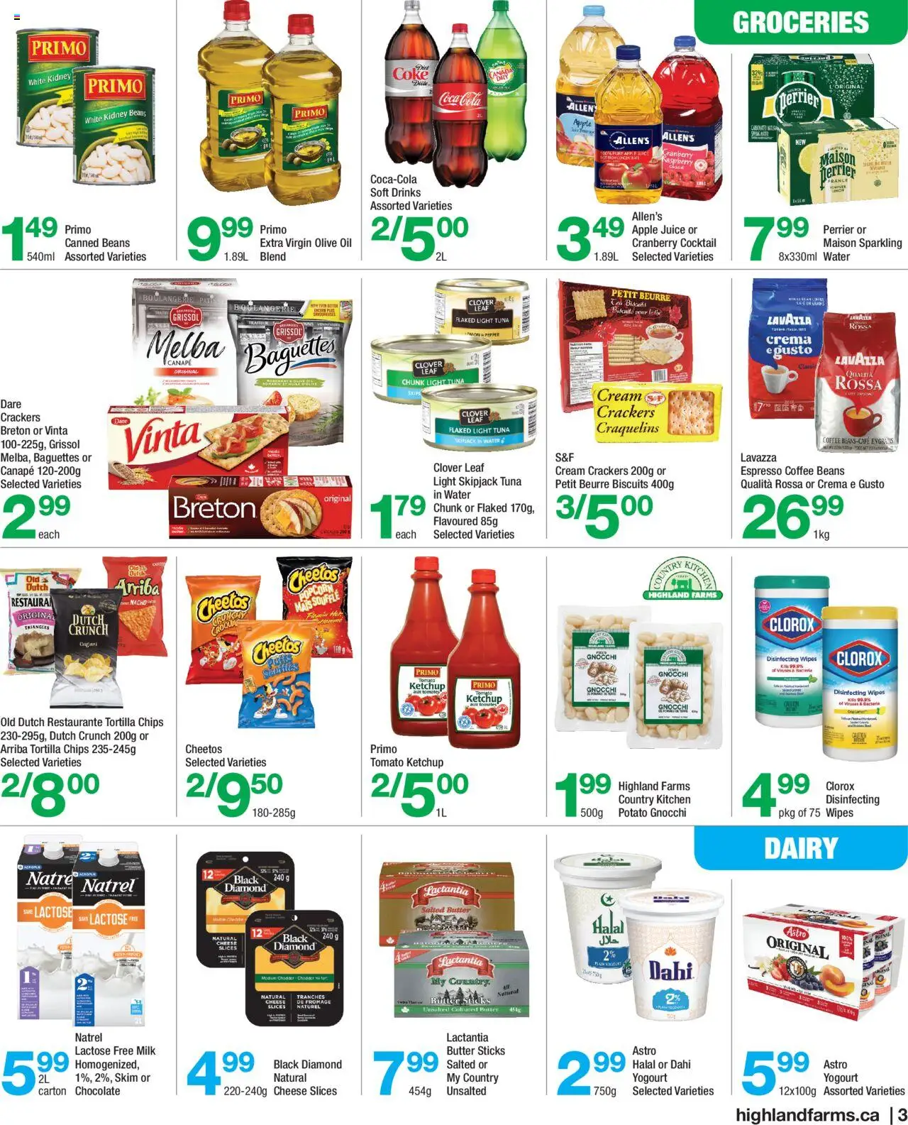 Highland Farms flyer valid from 31.07.2025 | Page: 3 | Products: Ketchup, Milk, Butter, Oil