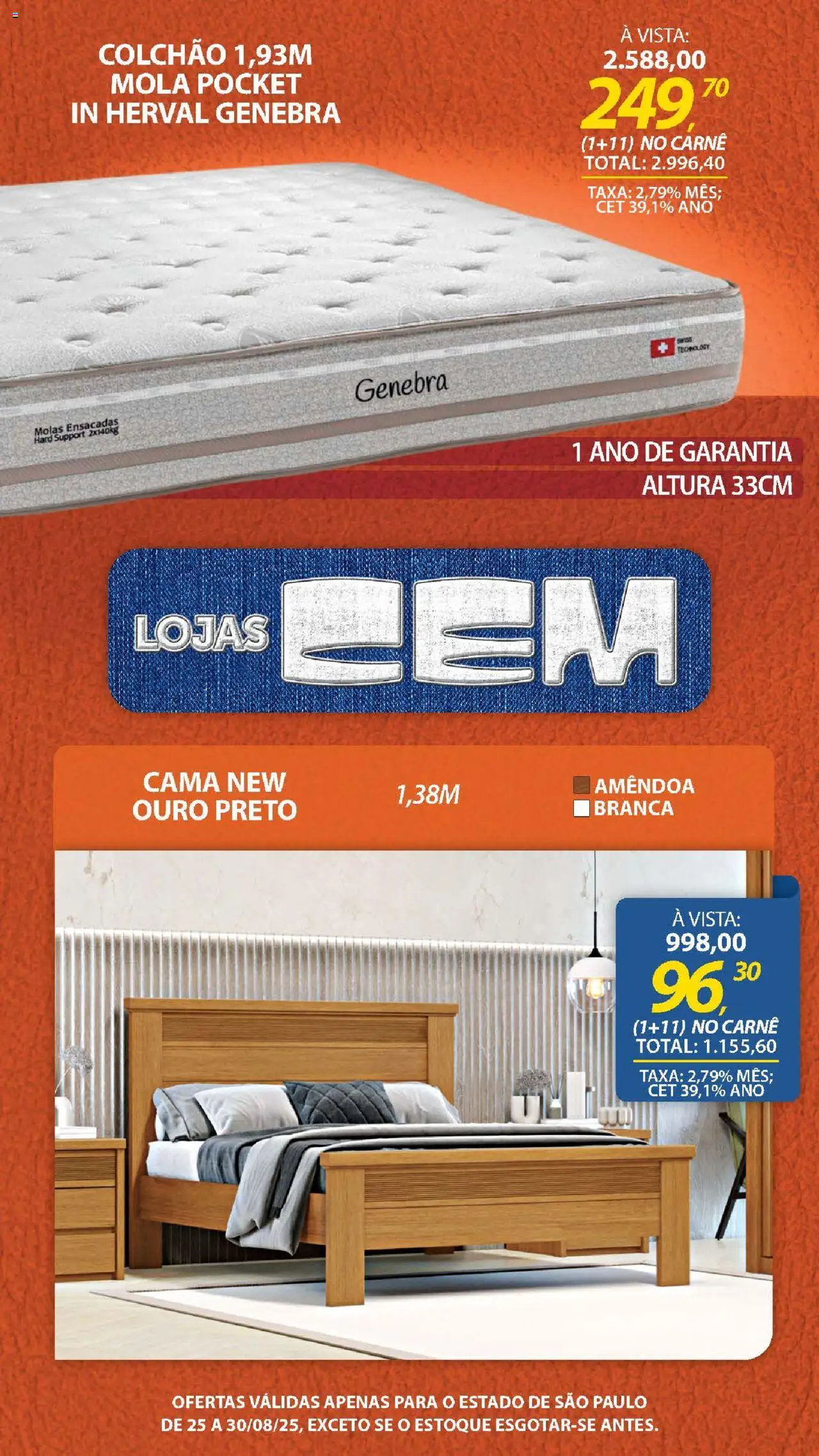 Lojas Cem Folheto - válido de 25.08.2025 | Página: 50 | Produtos: Cama, Colchão, Carne