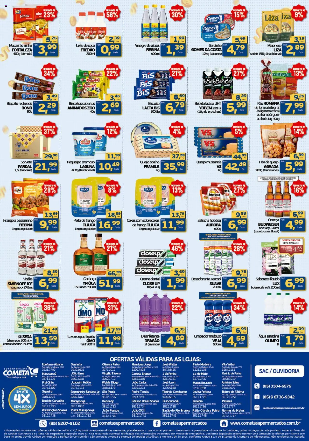 Cometa Supermercados Folheto - válido de 29.08.2025 | Página: 2 | Produtos: Salsicha, Maiô, Hambúrguer, Mussarela