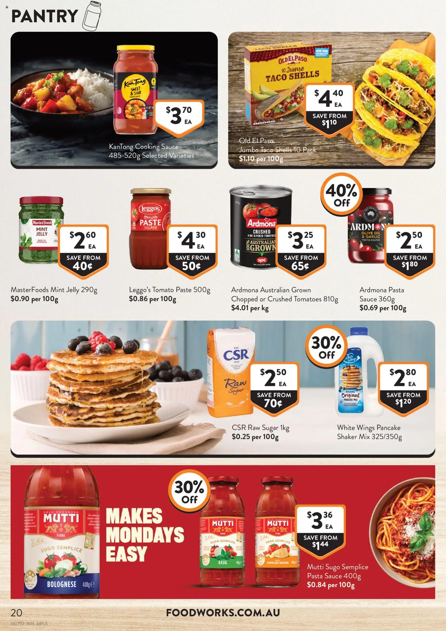Foodworks catalogue - valid from 11.03.2026 | Page: 20 | Products: Tomatoes, Olive oil, Sauce, Sugar